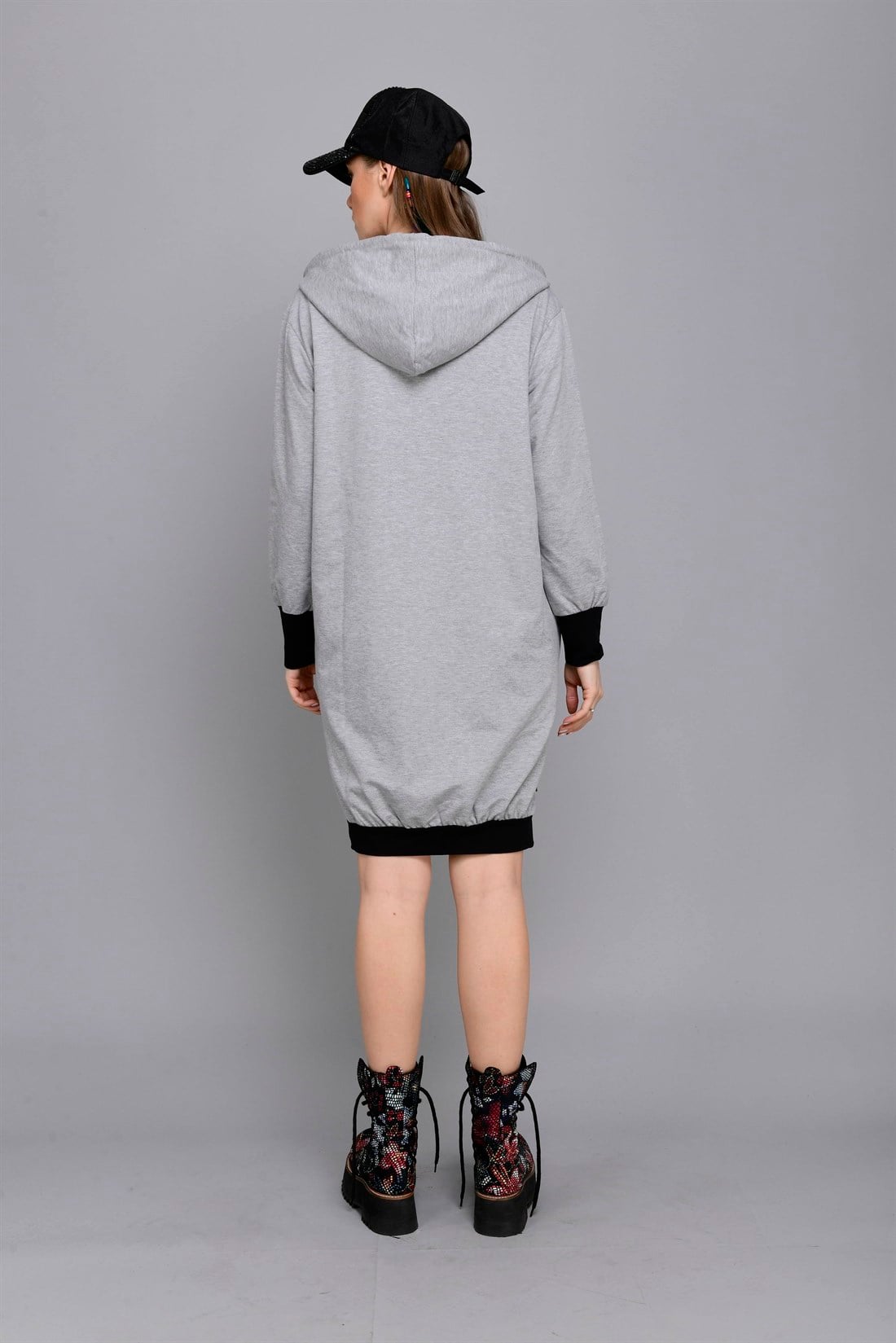 GN185 FERMUAR DETAY SWEATSHIRT ELBİSE