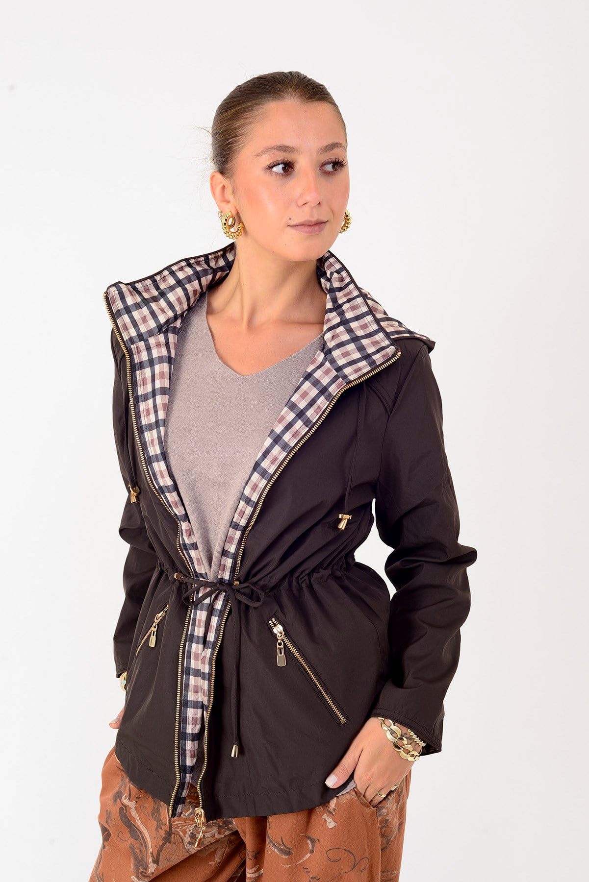 H-69972 TWIN EKOSE DESEN ÇİFT TARAFLI YAĞMURLUK