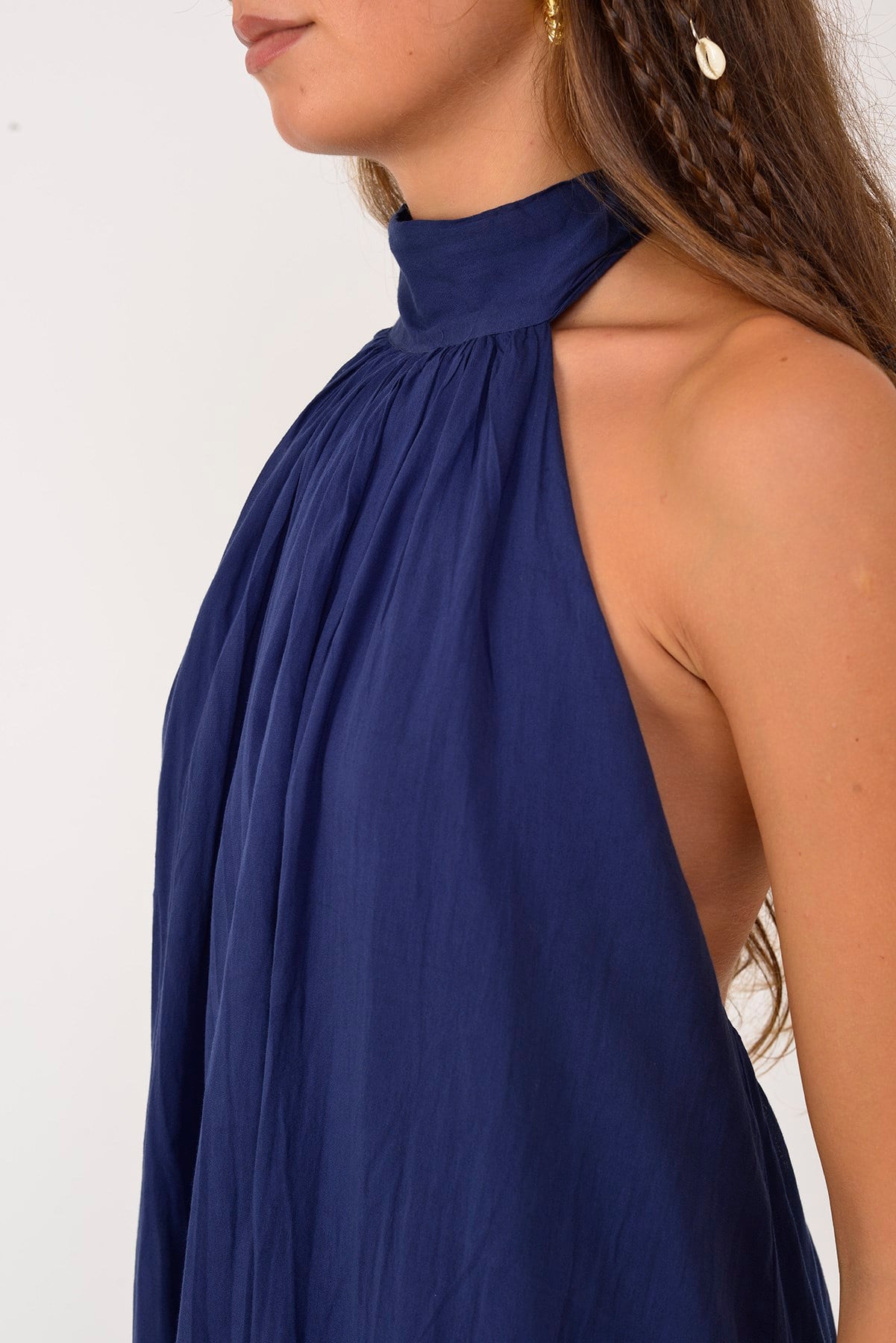 H3065 HALTER YAKA BOYUNDAN BAĞLAMALI ELBİSE