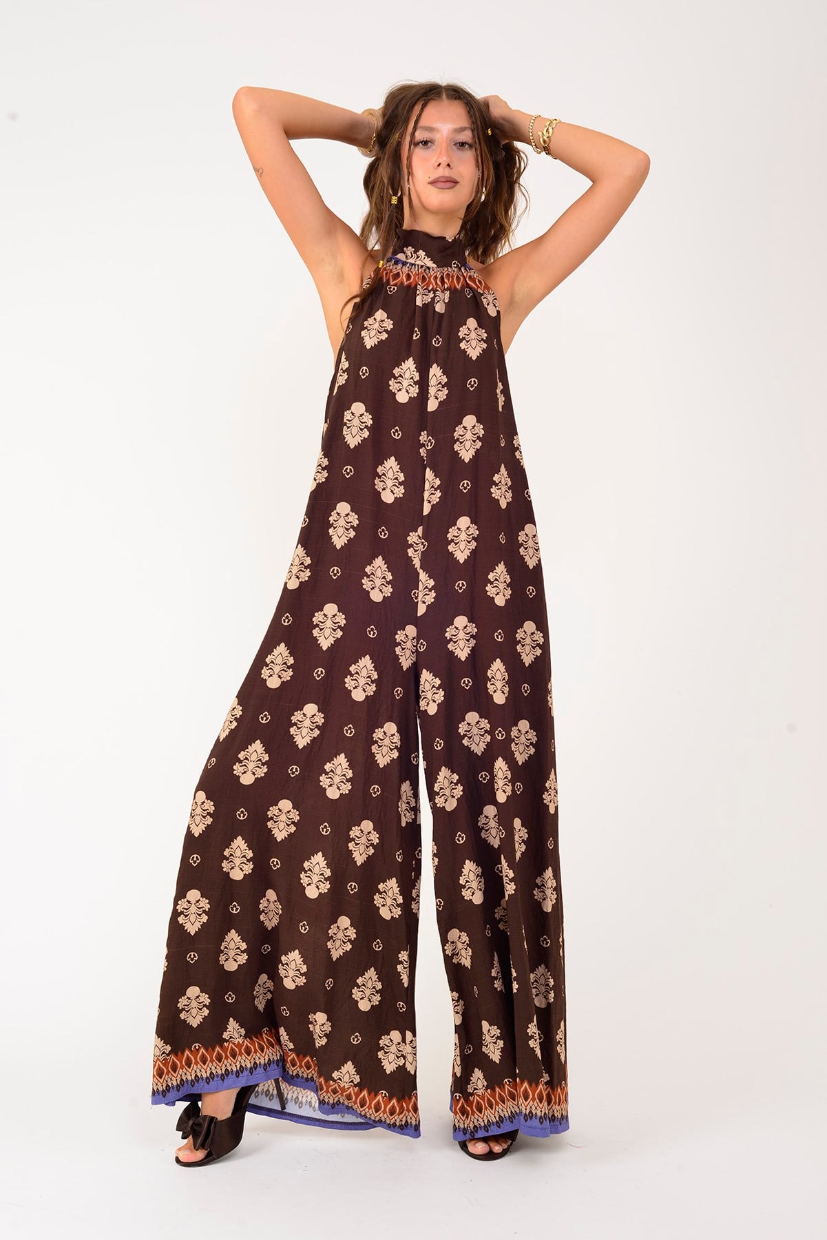 H3065 RETRO HALTER YAKA BOYUNDAN BAĞLAMALI TULUM