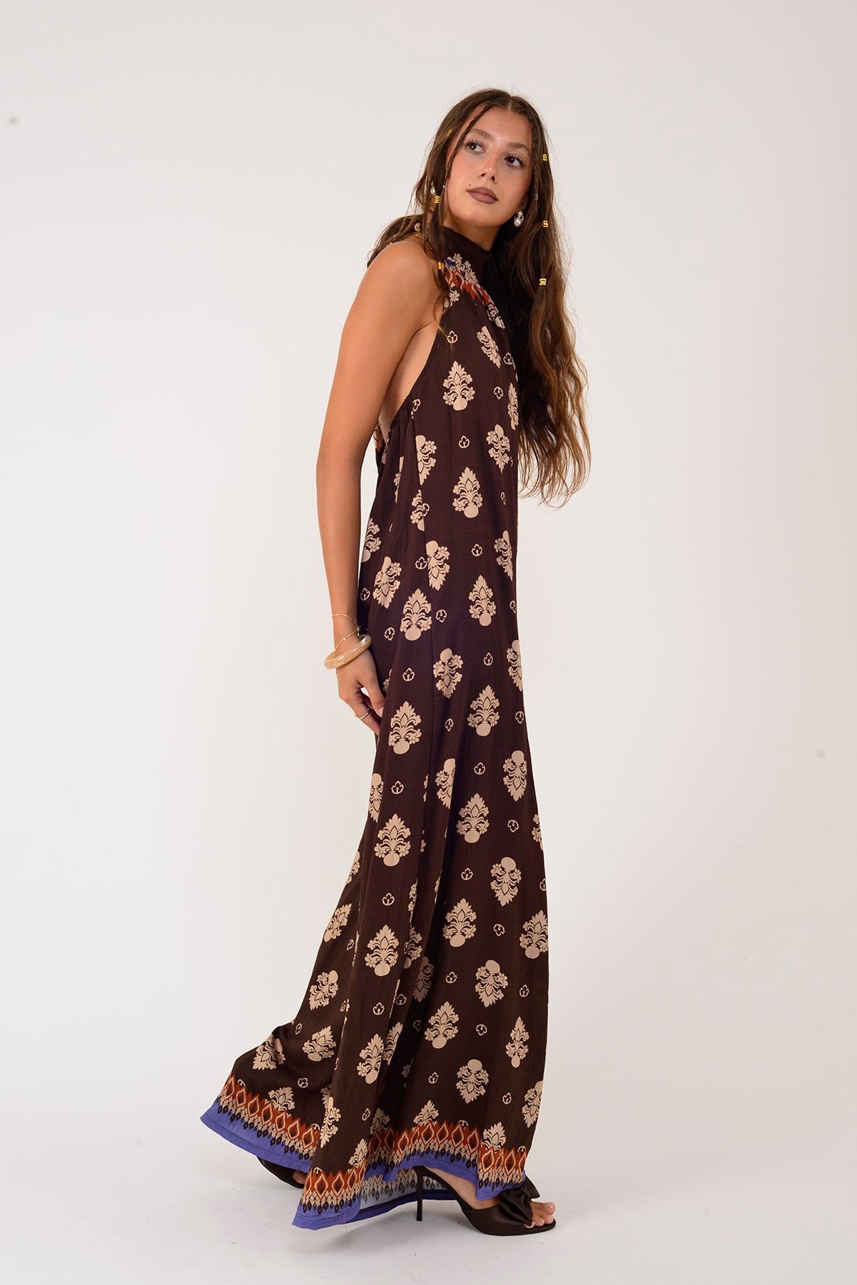 H3065 RETRO HALTER YAKA BOYUNDAN BAĞLAMALI TULUM