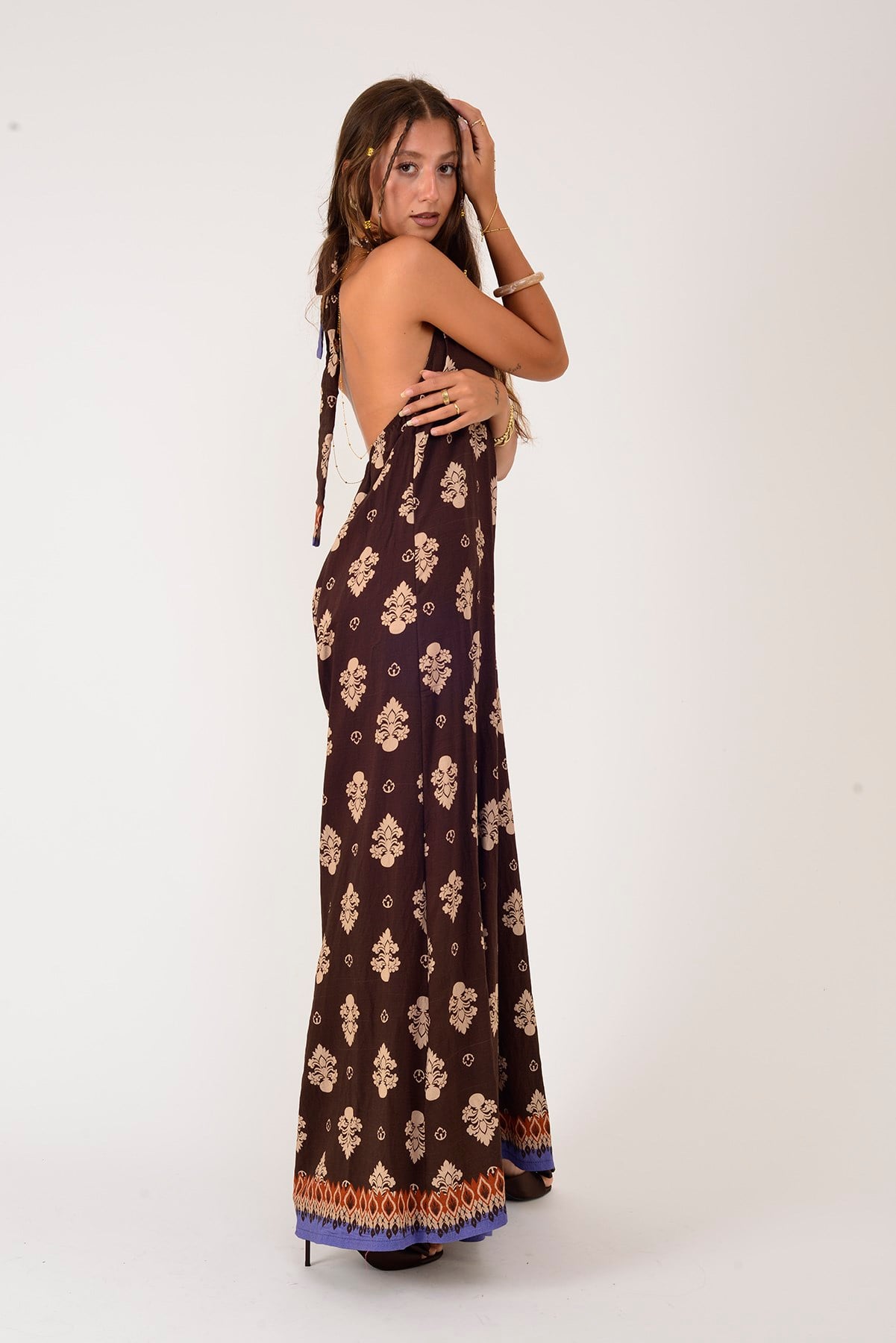 H3065 RETRO HALTER YAKA BOYUNDAN BAĞLAMALI TULUM