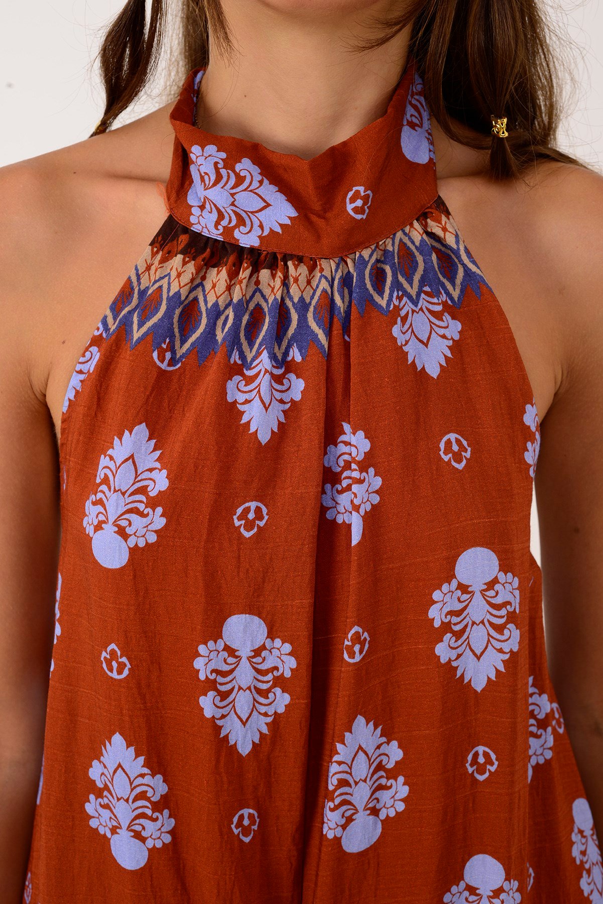 H3065 RETRO HALTER YAKA BOYUNDAN BAĞLAMALI TULUM