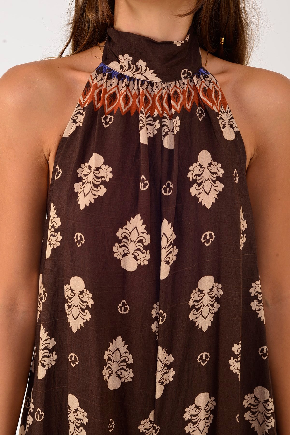H3065 RETRO HALTER YAKA BOYUNDAN BAĞLAMALI TULUM