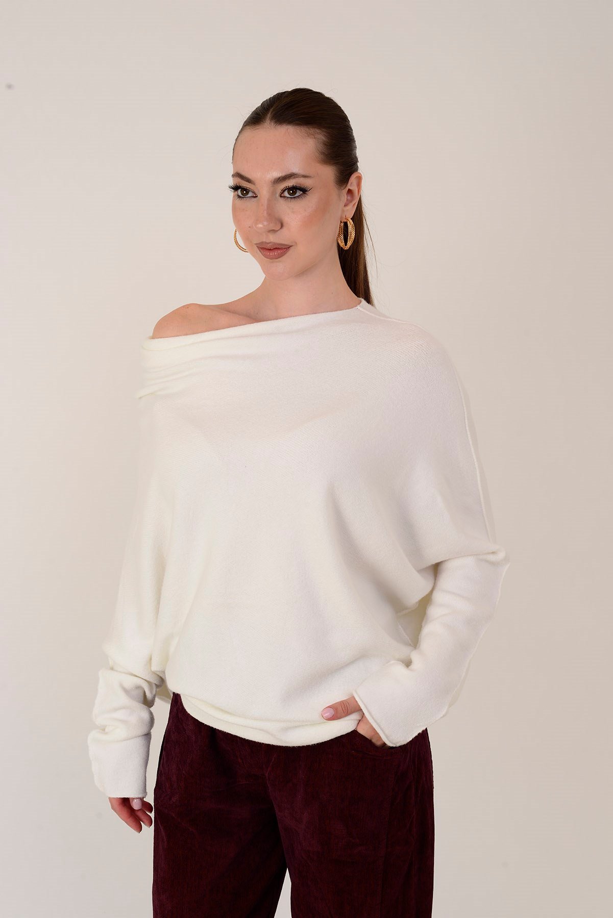 HM5015 BRUNO ASİMETRİK KESİM TRİKO BLUZ