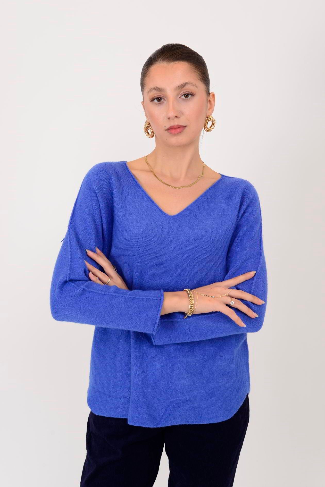 HM7002 V YAKA TRİKO BLUZ