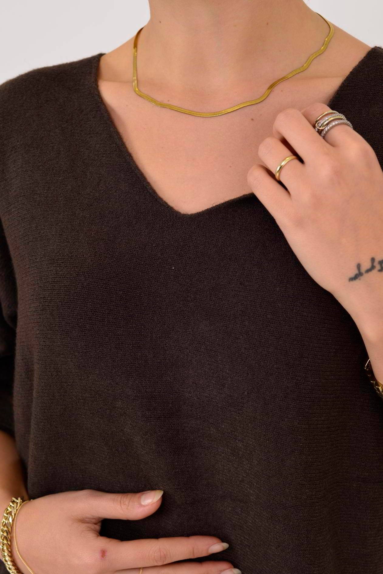 HM7002 V YAKA TRİKO BLUZ