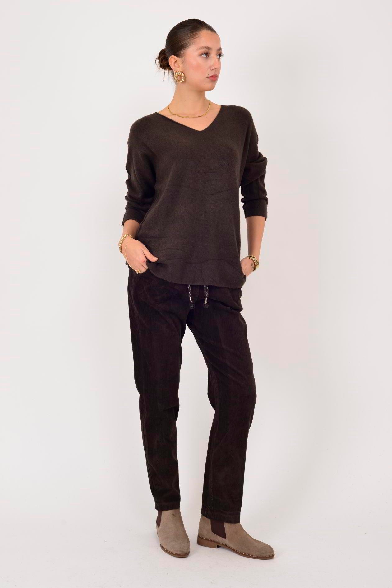 HM7002 V YAKA TRİKO BLUZ