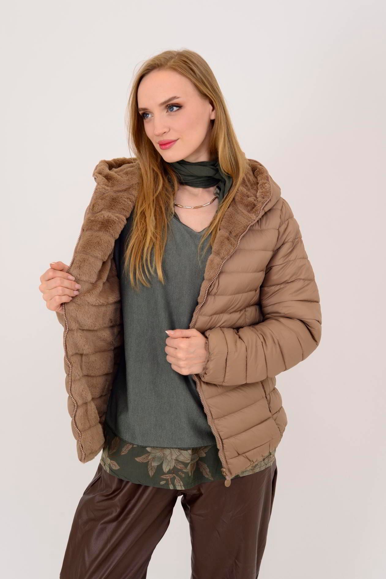 HV811 TWIN KÜRK DETAYLI ÇİFT TARAFLI MONT