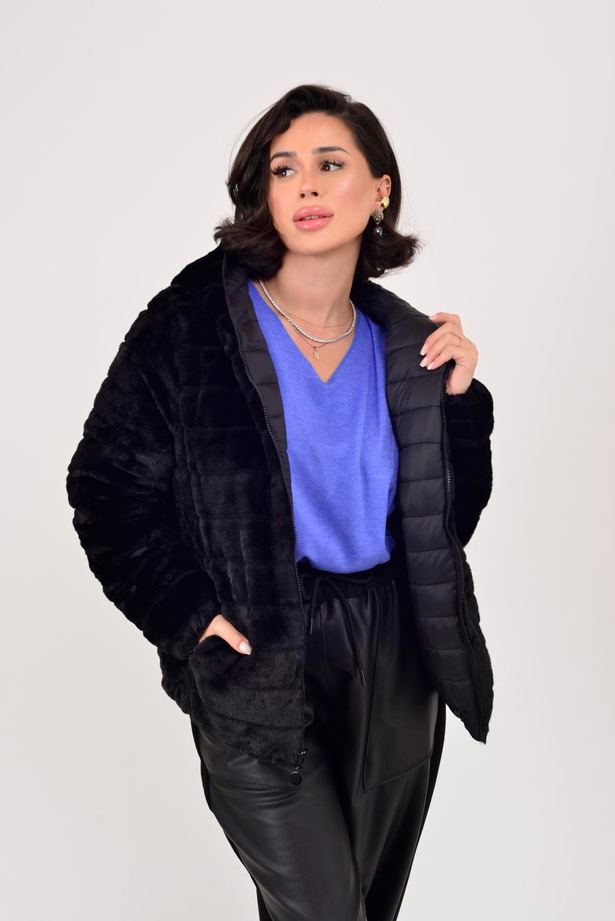 HV811 TWIN KÜRK DETAYLI ÇİFT TARAFLI MONT