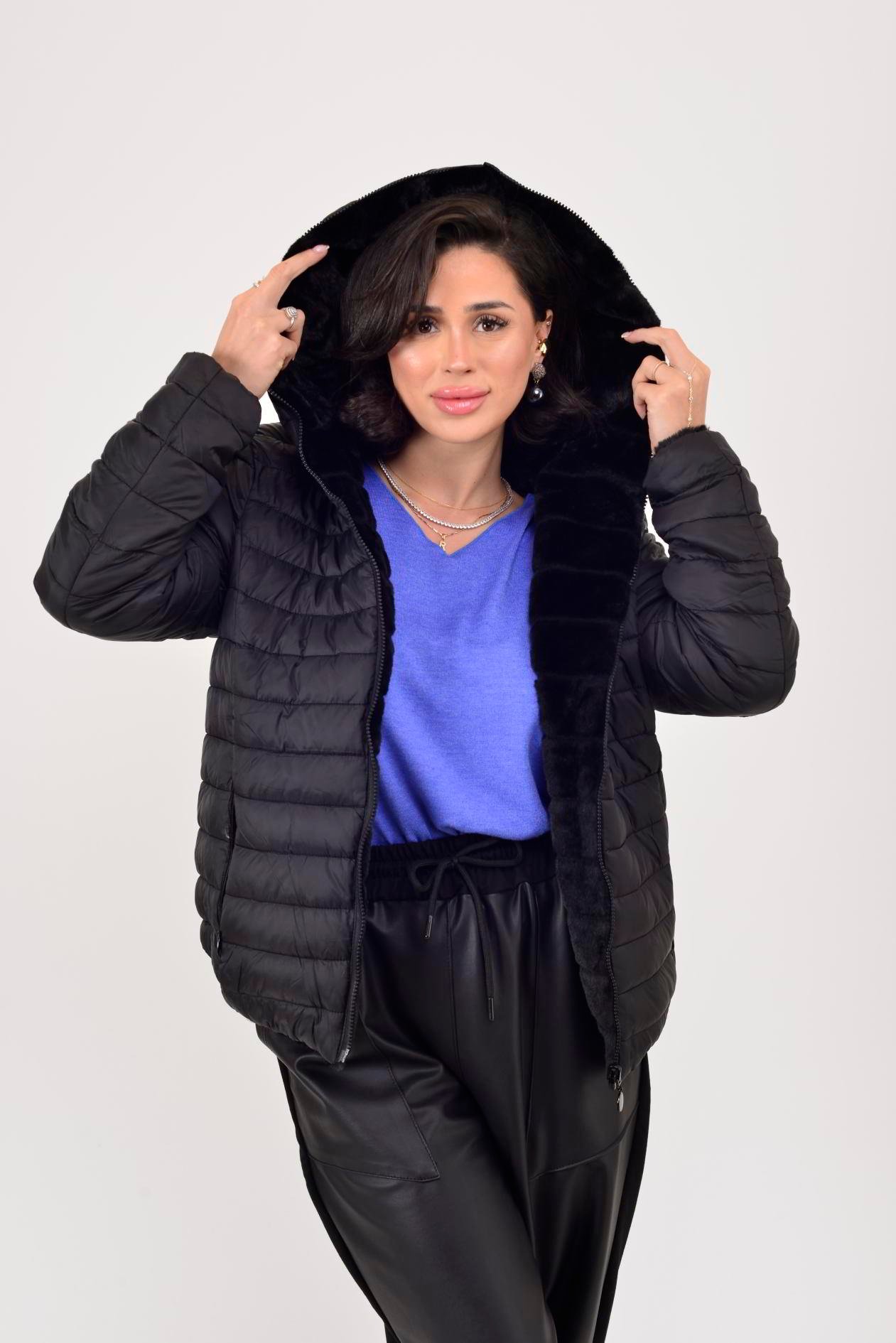 HV811 TWIN KÜRK DETAYLI ÇİFT TARAFLI MONT