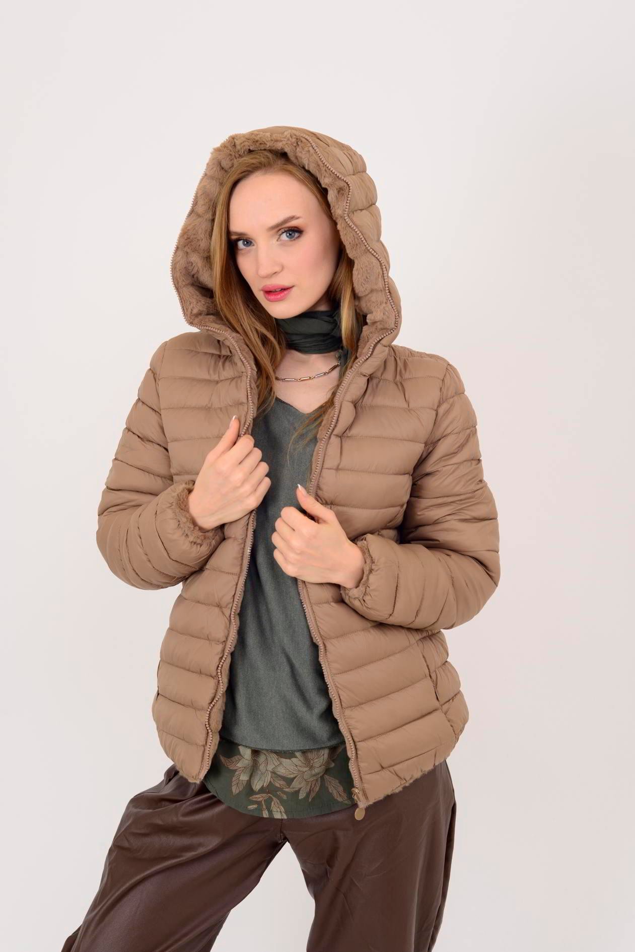 HV811 TWIN KÜRK DETAYLI ÇİFT TARAFLI MONT