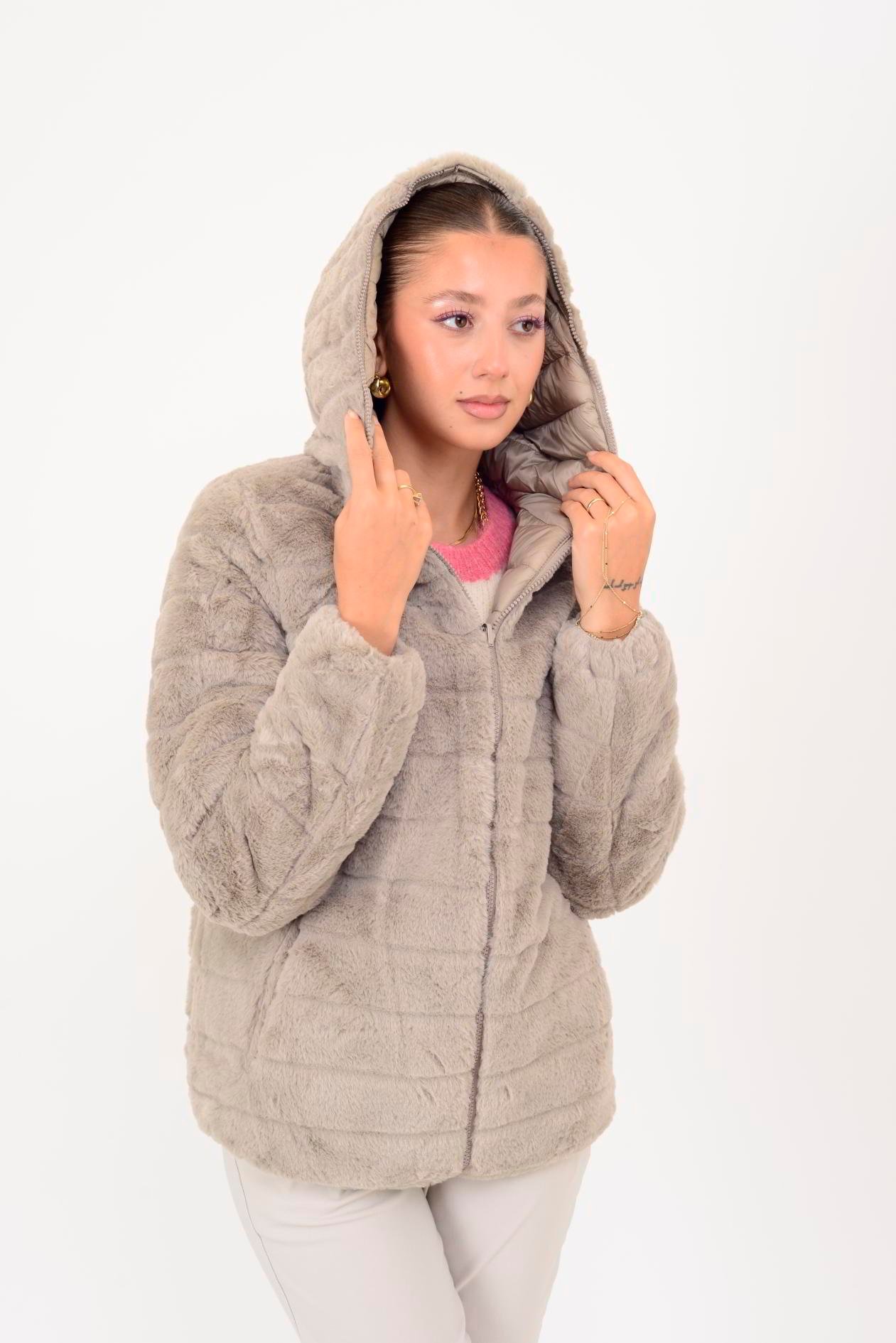 HV811 TWIN KÜRK DETAYLI ÇİFT TARAFLI MONT