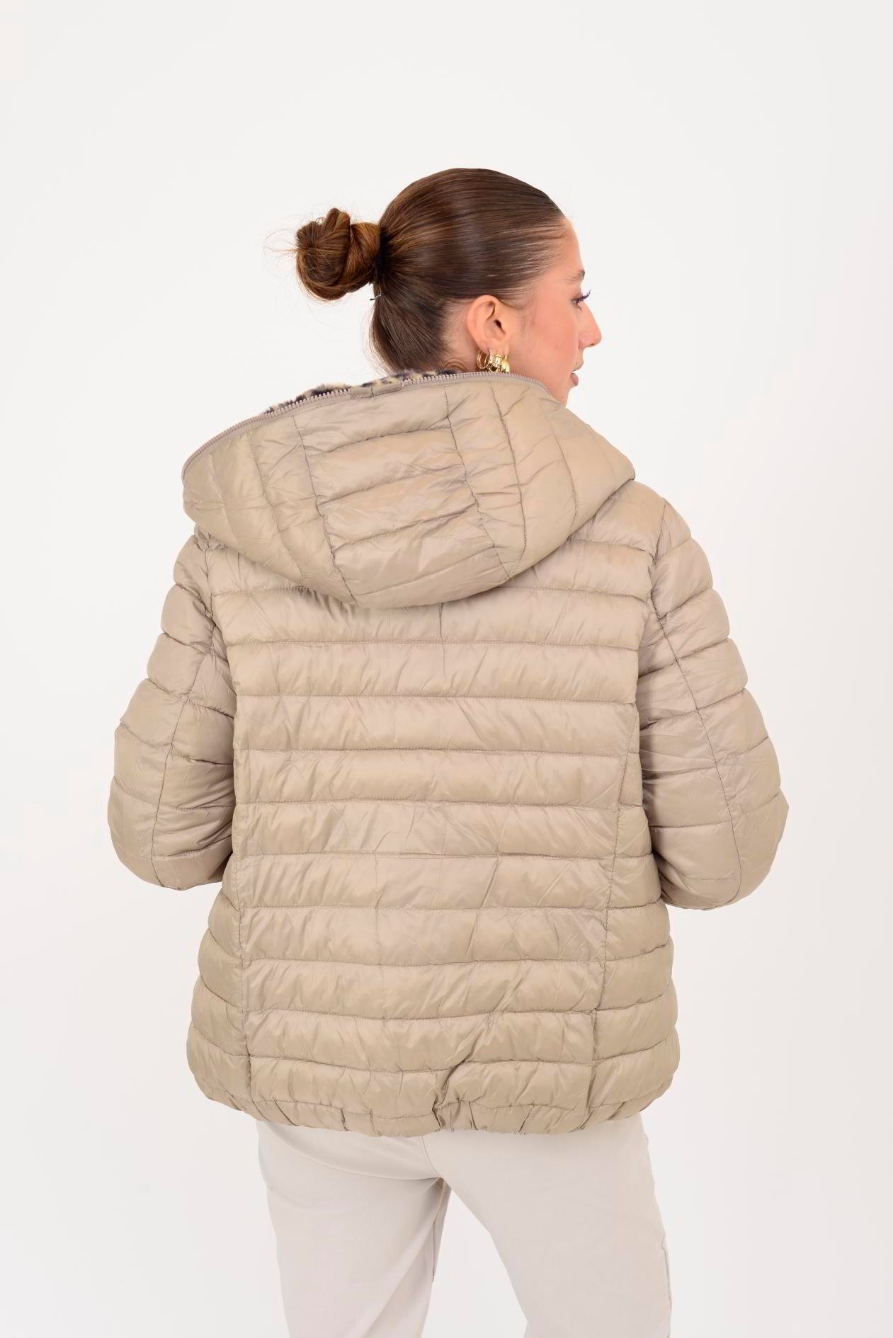 HV811 TWIN KÜRK DETAYLI LEOPARLI ÇİFT TARAFLI MONT