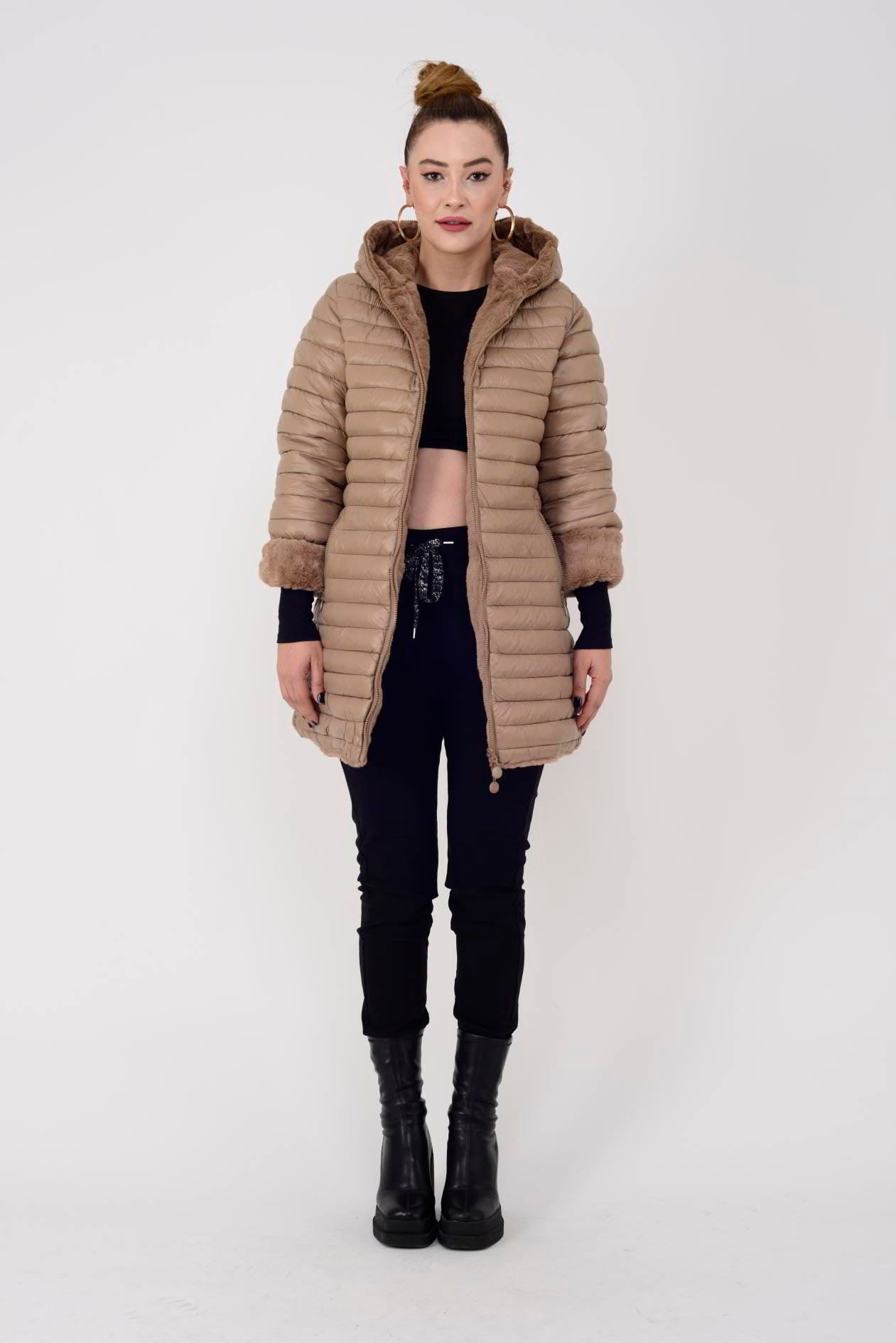 HV871 TWIN KÜRK DETAYLI ÇİFT TARAFLI MONT