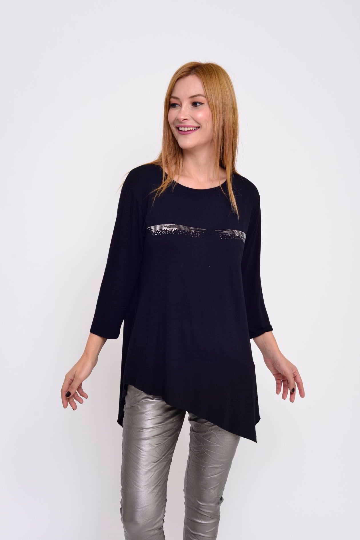 JY-220 BLACK TAŞLI BLUZ