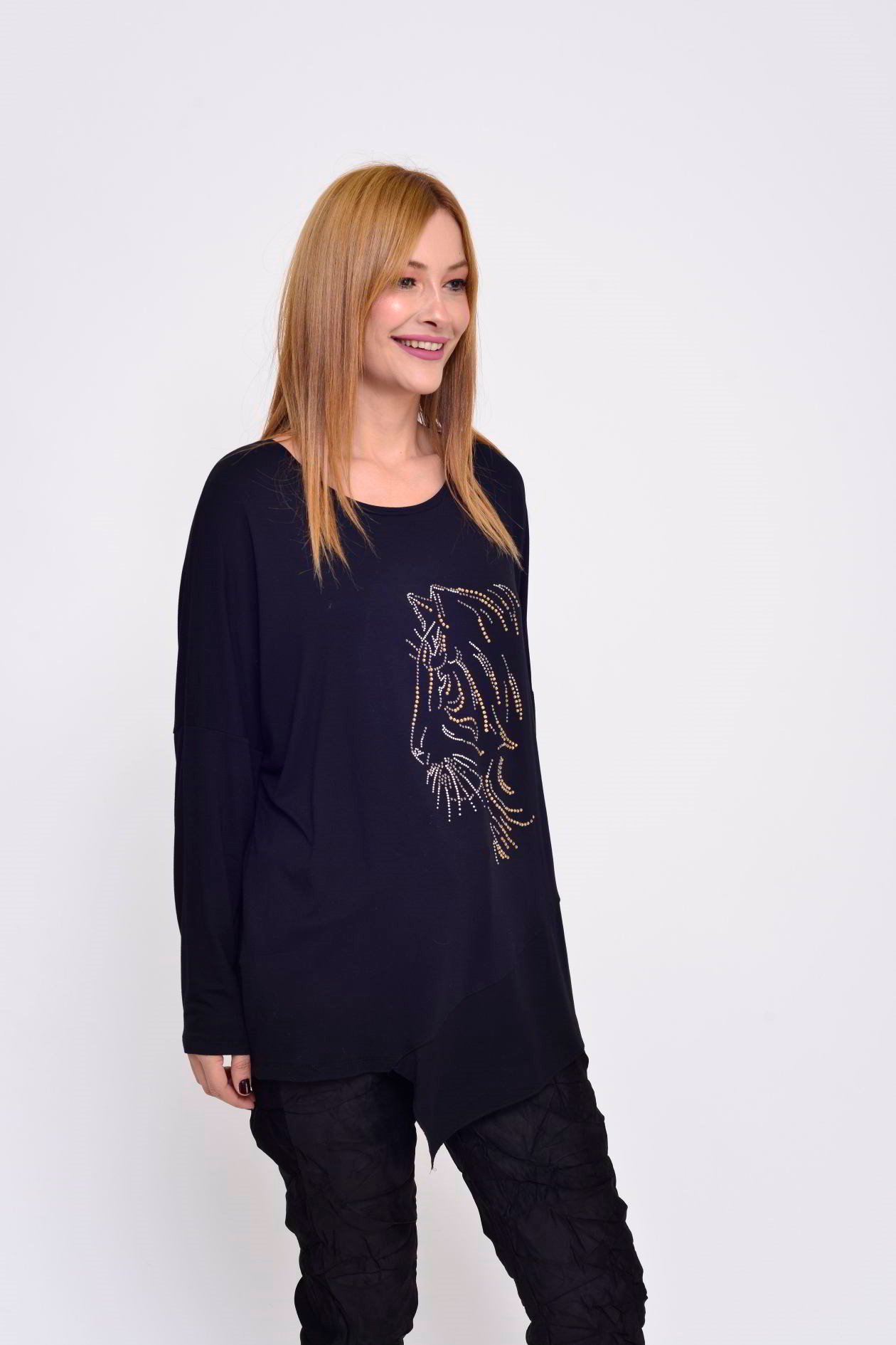 JY-505 KAPLAN DESEN TAŞLI BLUZ