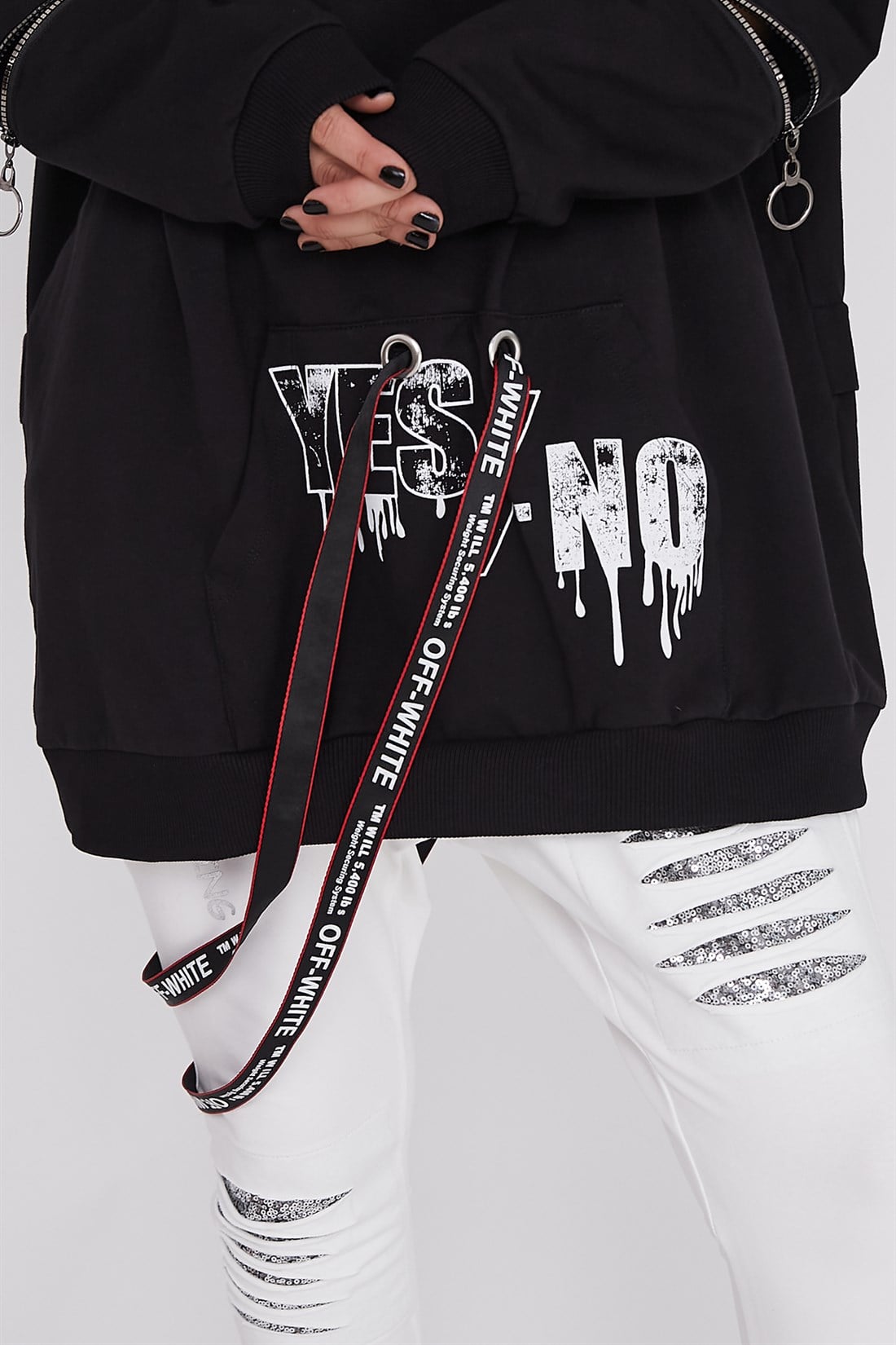 JY642 KOL FERMUAR DETAYLI SWEATSHIRT