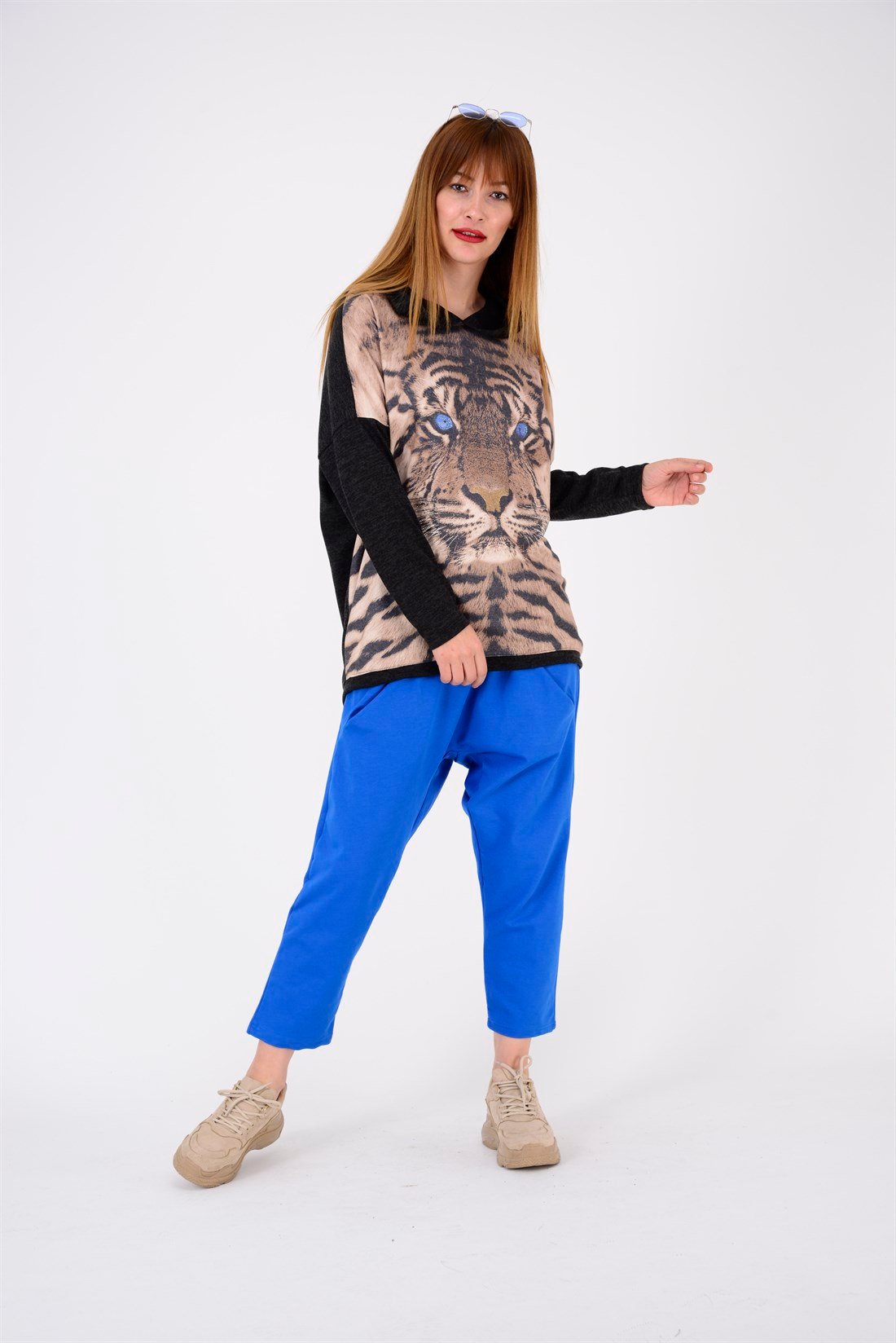 JY838 TİGER KAPÜŞONLU BLUZ