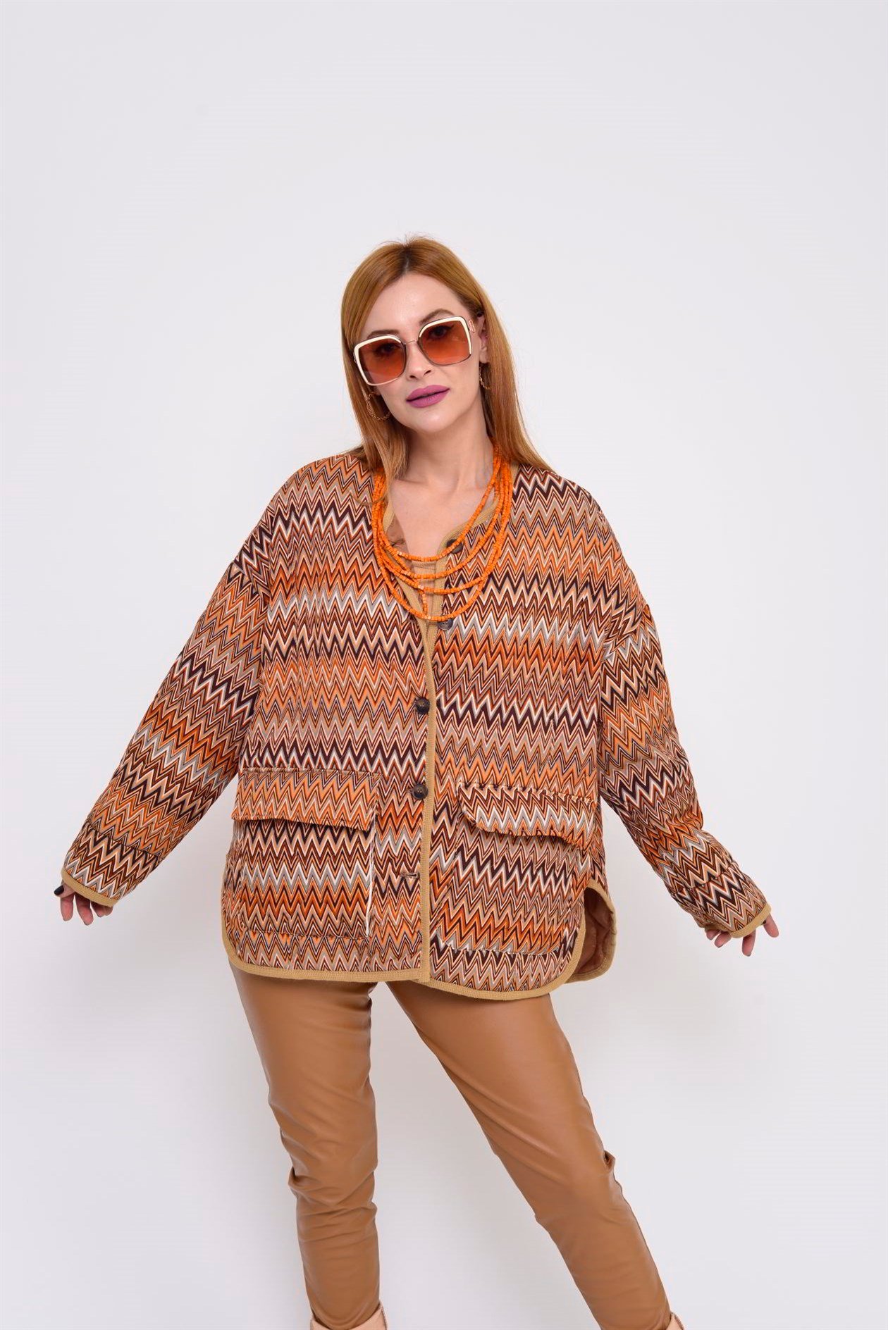 L5903 GEOMETRİK DESEN CEKET