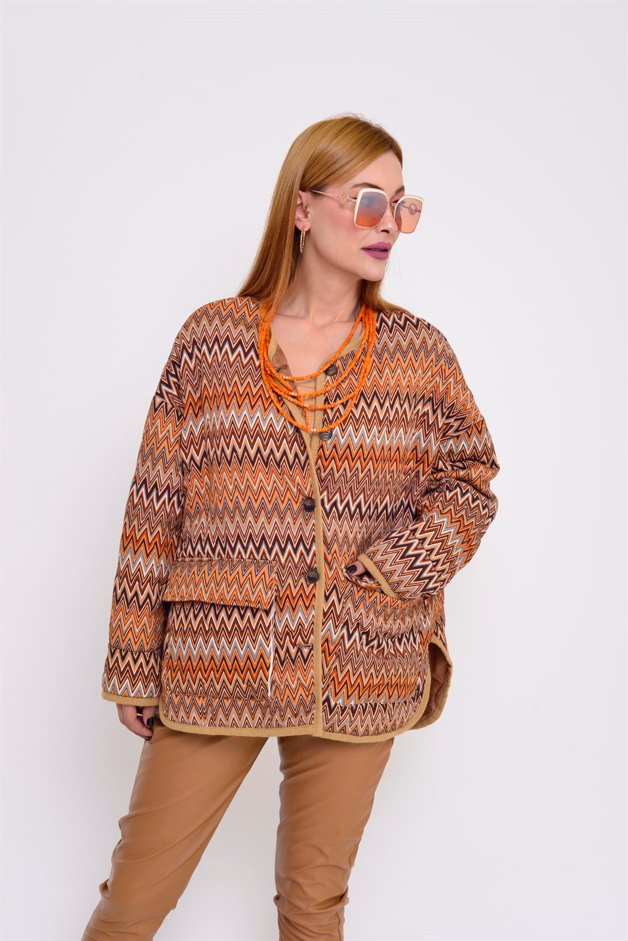 L5903 GEOMETRİK DESEN CEKET