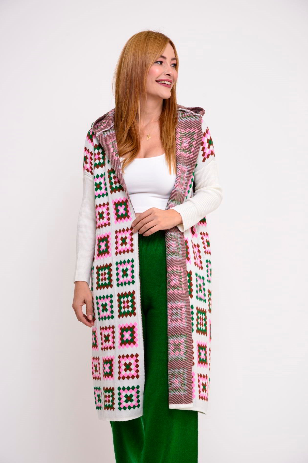 MRT7020 BOUQET MOTİFLİ TRİKO HIRKA