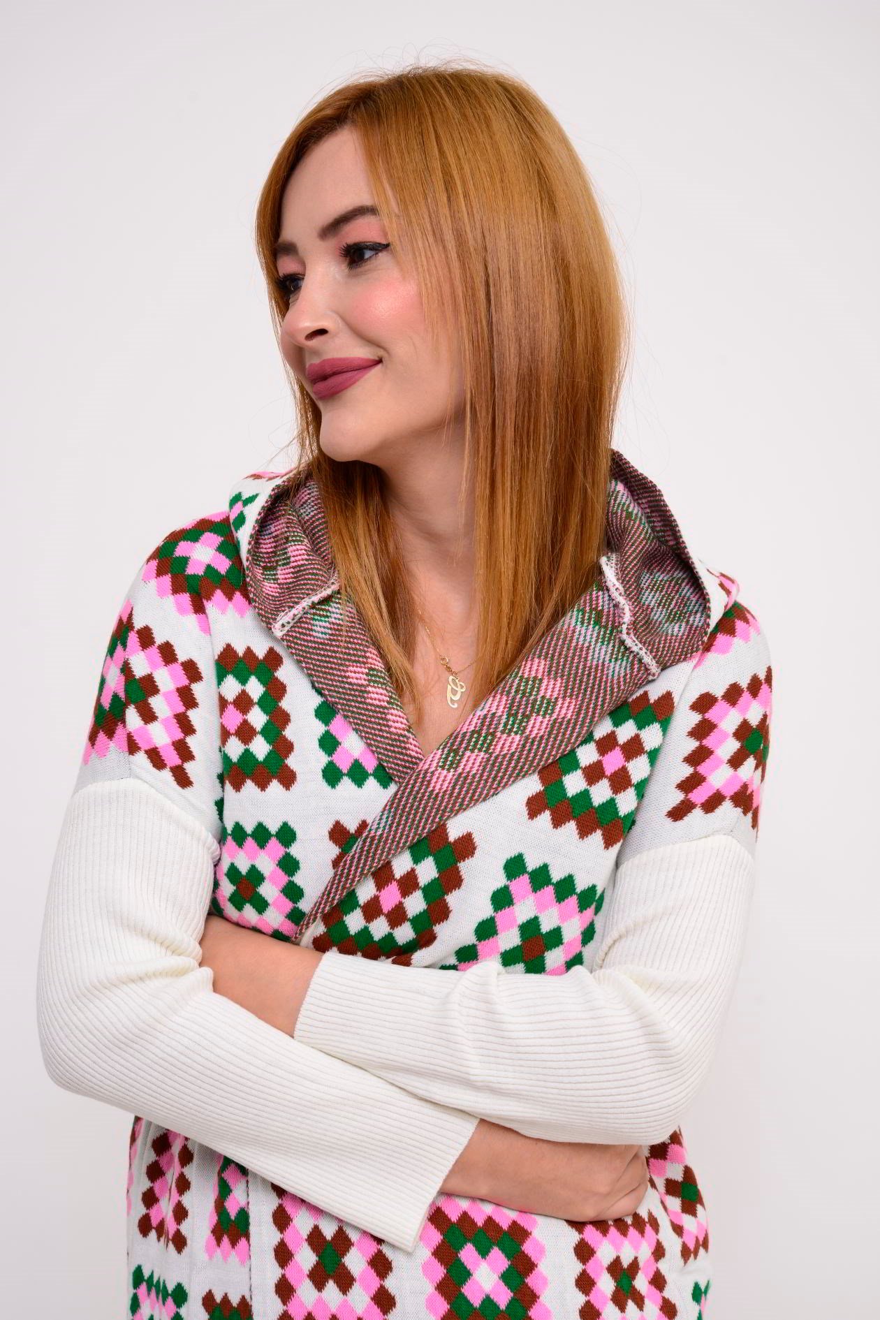 MRT7020 BOUQET MOTİFLİ TRİKO HIRKA