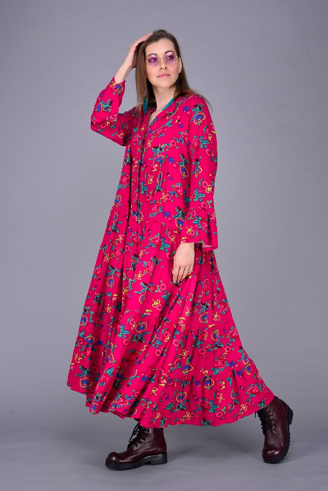 PM00108 PHARA BOHO UZUN ELBİSE