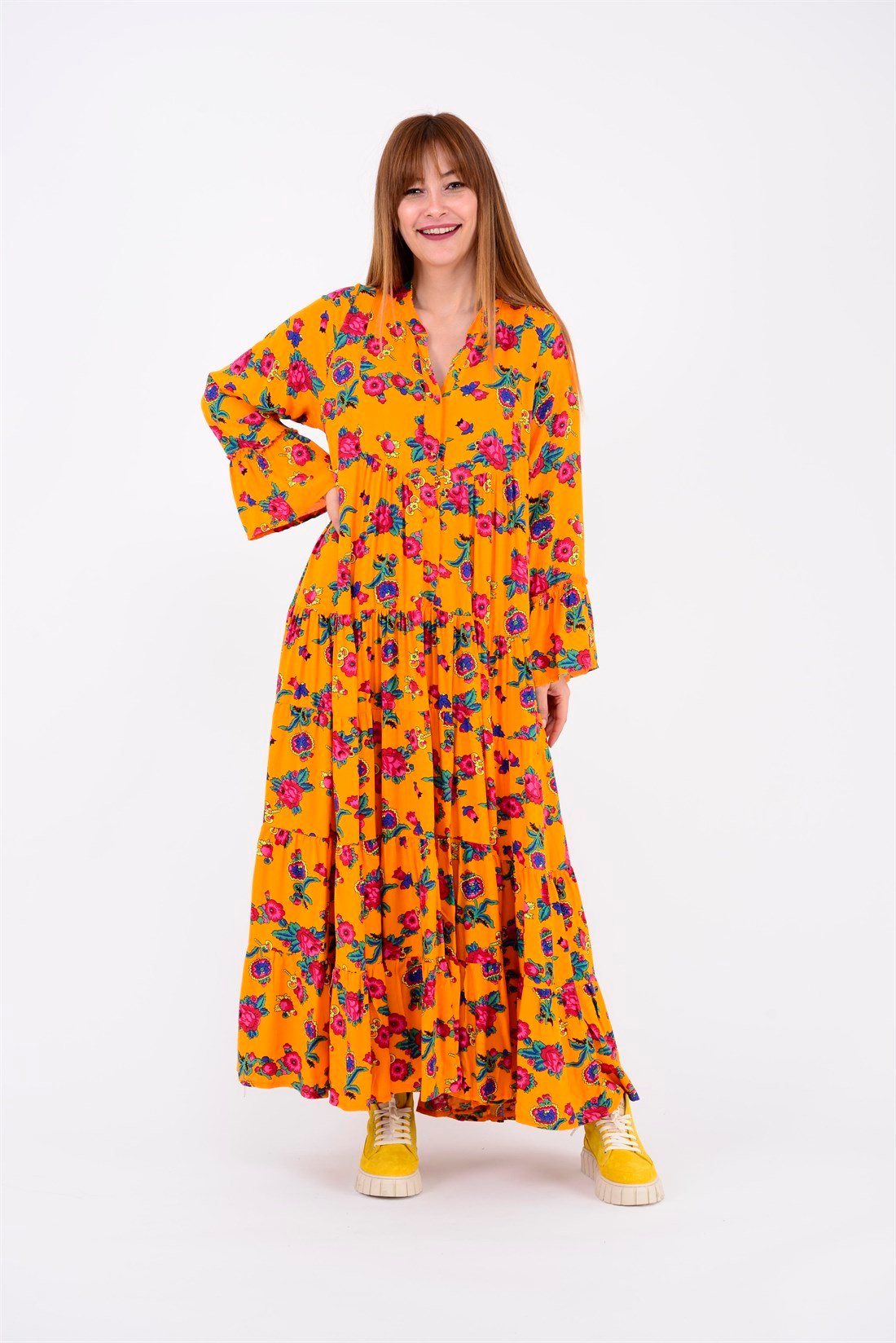 PM00108 PHARA BOHO UZUN ELBİSE