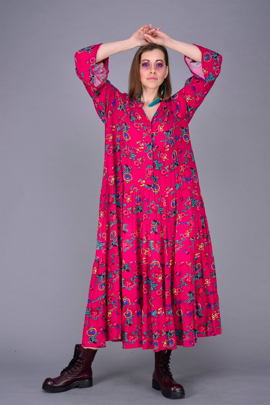 PM00108 PHARA BOHO UZUN ELBİSE
