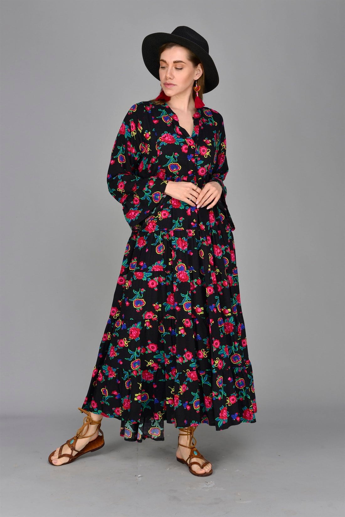 PM00108 PHARA BOHO UZUN ELBİSE