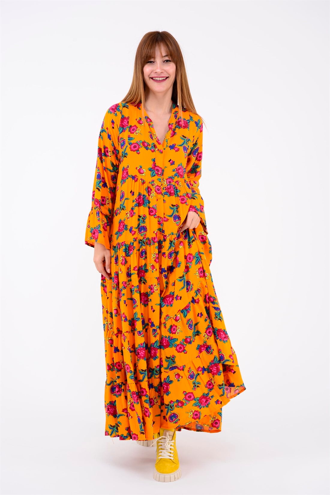 PM00108 PHARA BOHO UZUN ELBİSE