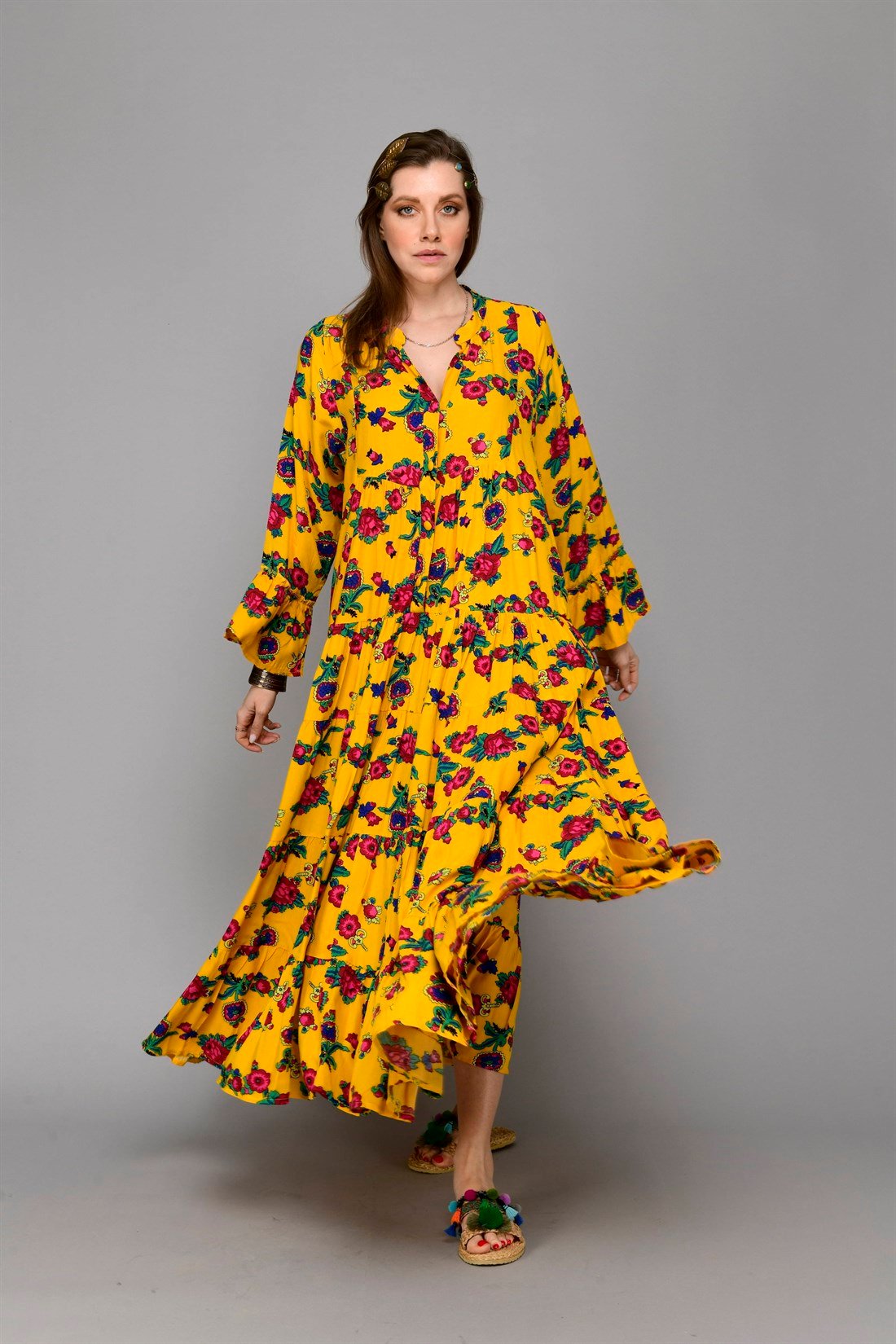 PM00108 PHARA BOHO UZUN ELBİSE