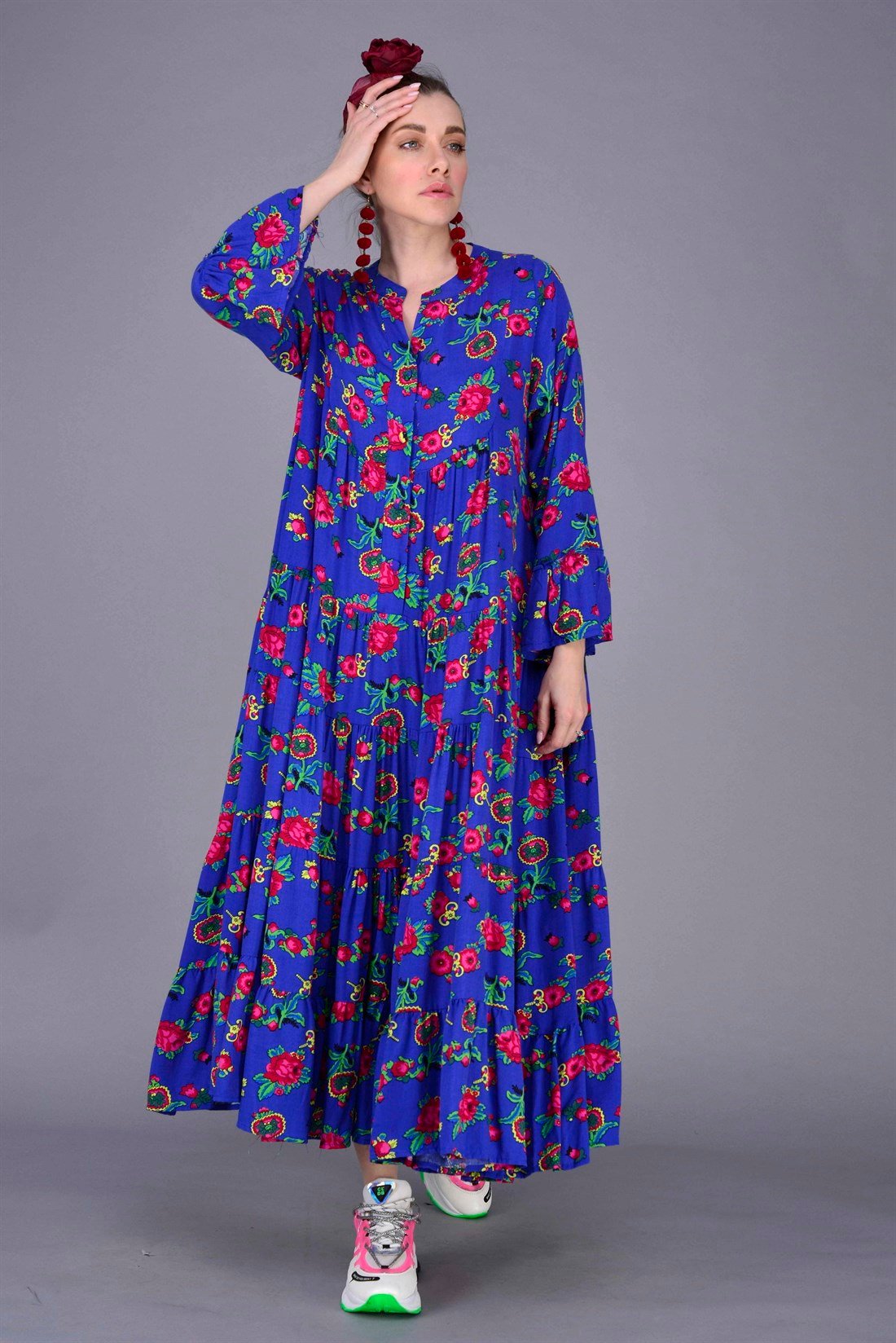 PM00108 PHARA BOHO UZUN ELBİSE
