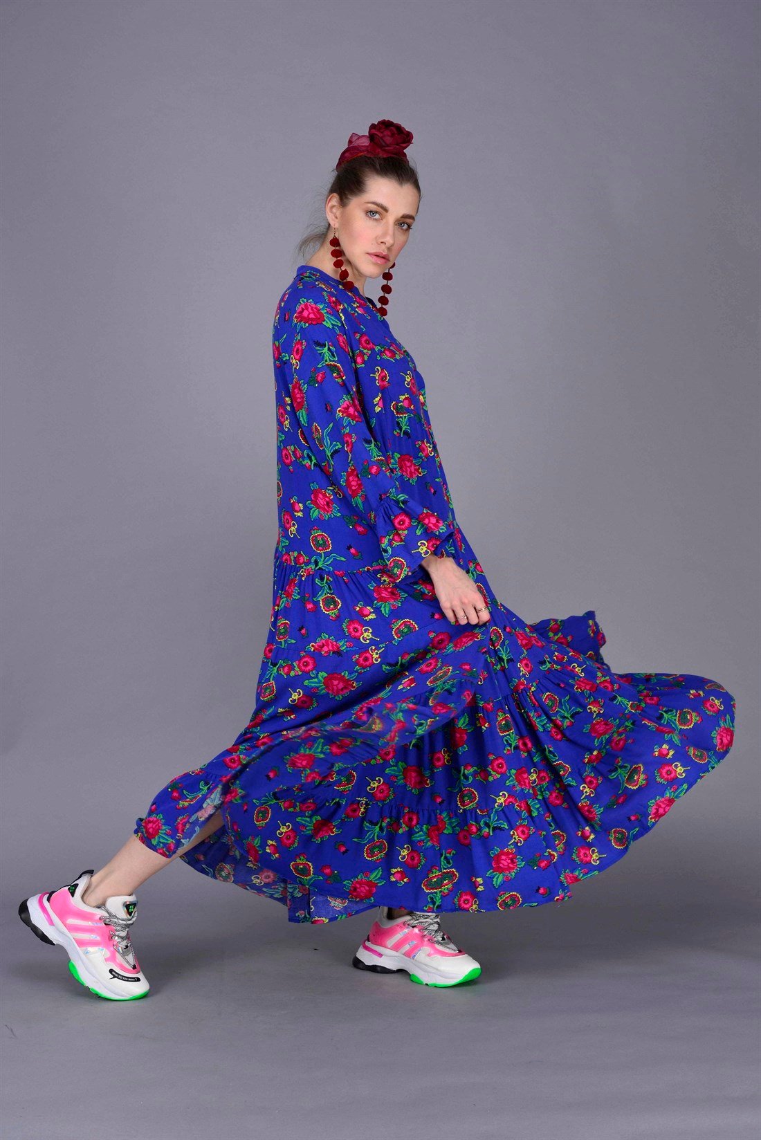PM00108 PHARA BOHO UZUN ELBİSE