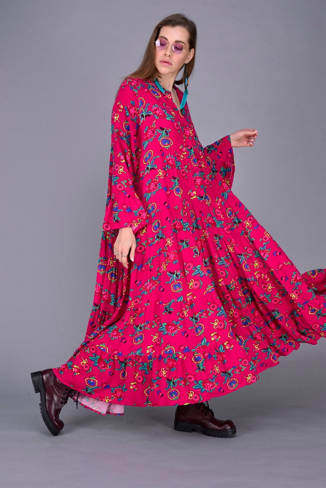 PM00108 PHARA BOHO UZUN ELBİSE