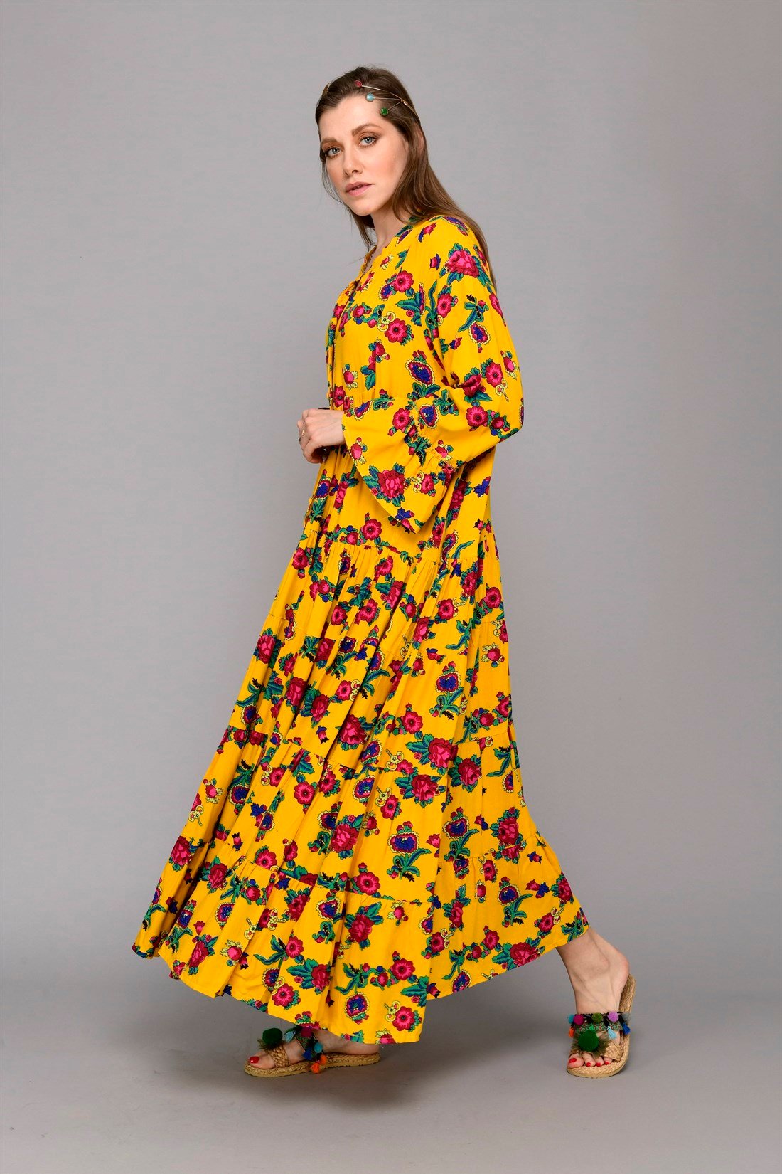 PM00108 PHARA BOHO UZUN ELBİSE