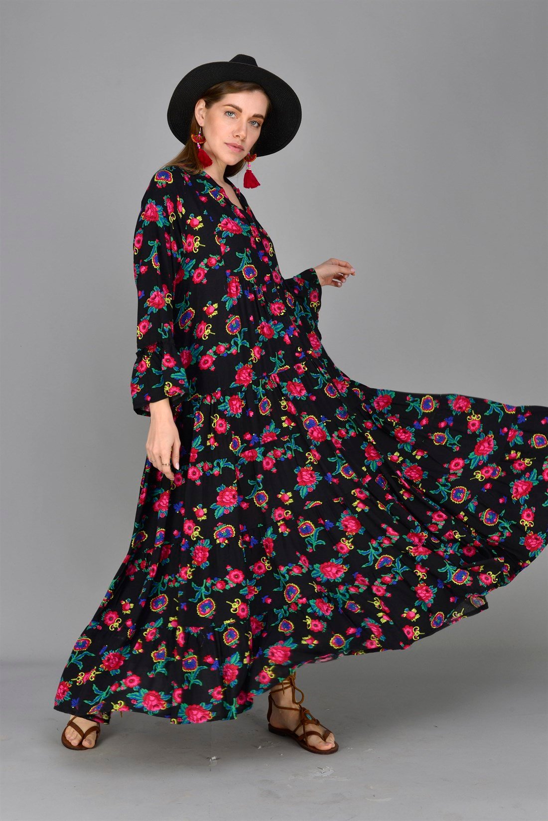 PM00108 PHARA BOHO UZUN ELBİSE