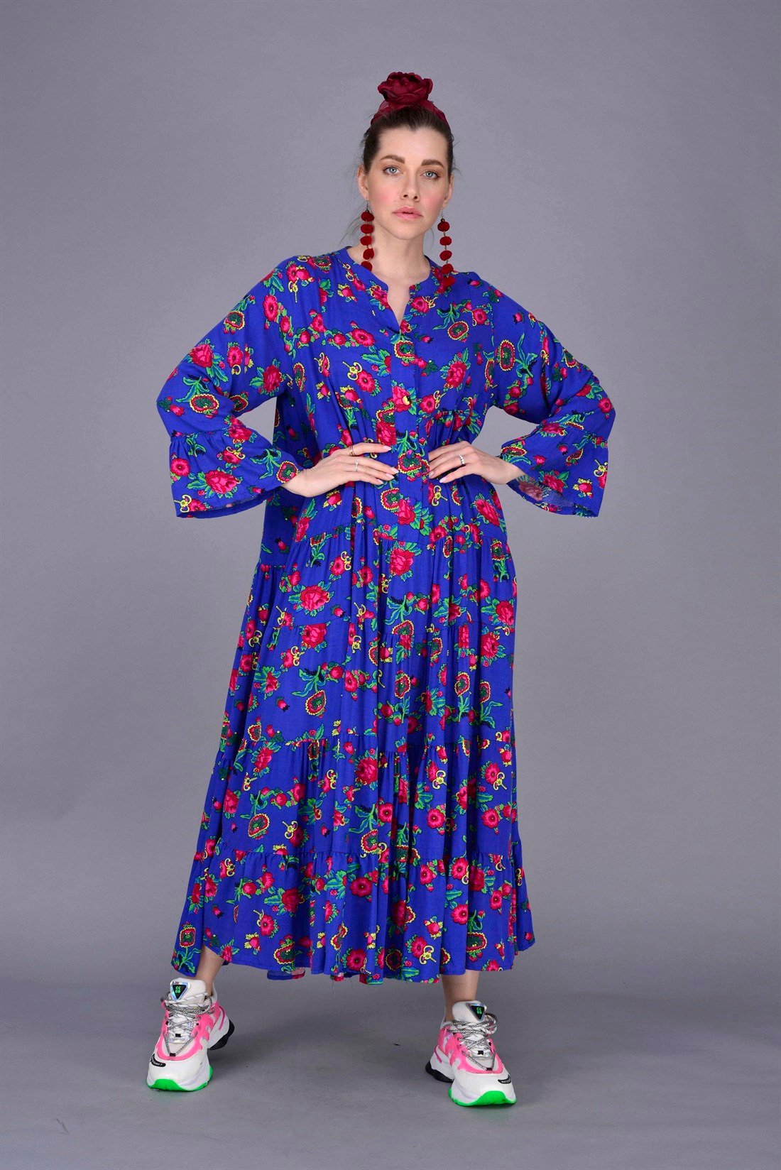 PM00108 PHARA BOHO UZUN ELBİSE