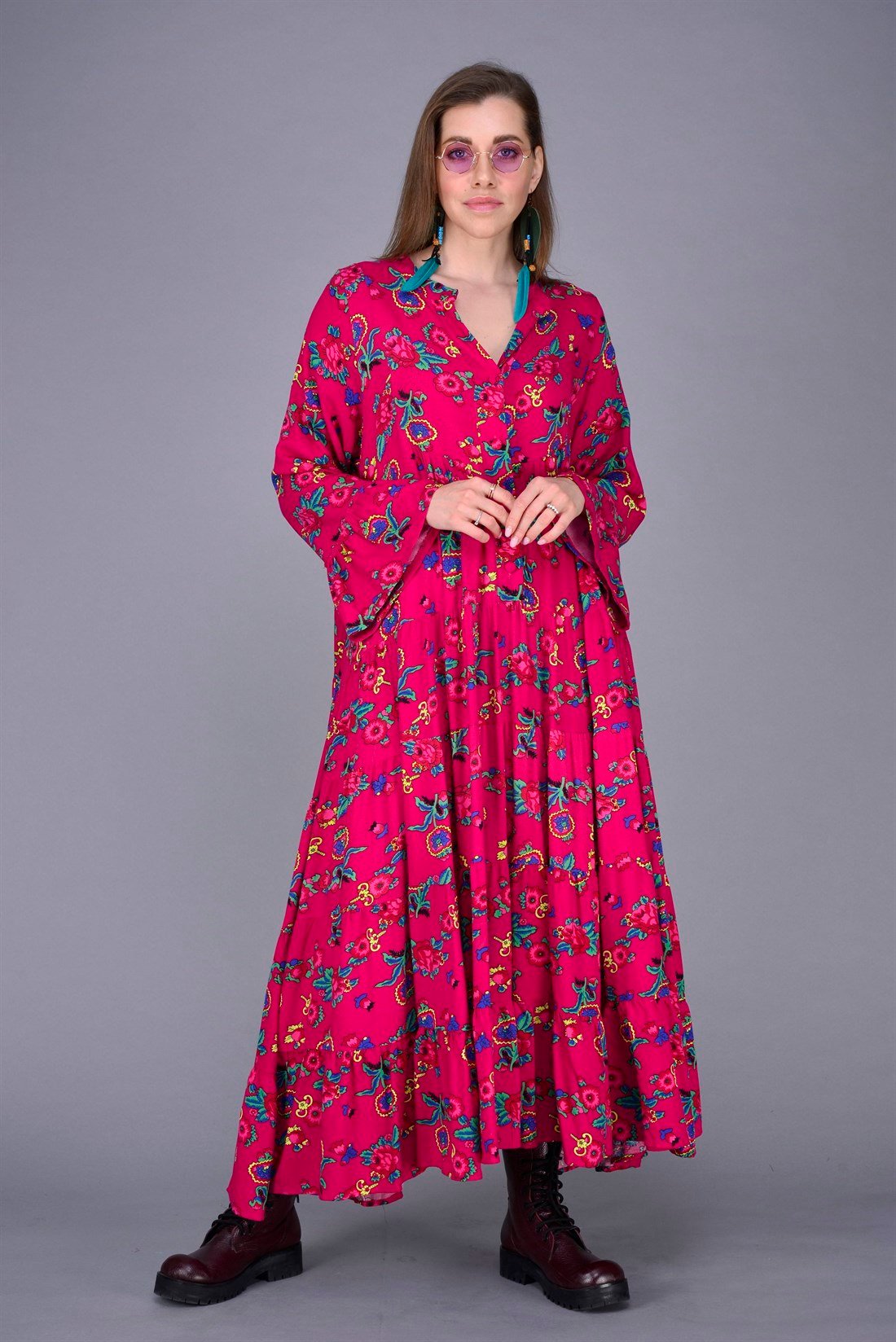 PM00108 PHARA BOHO UZUN ELBİSE