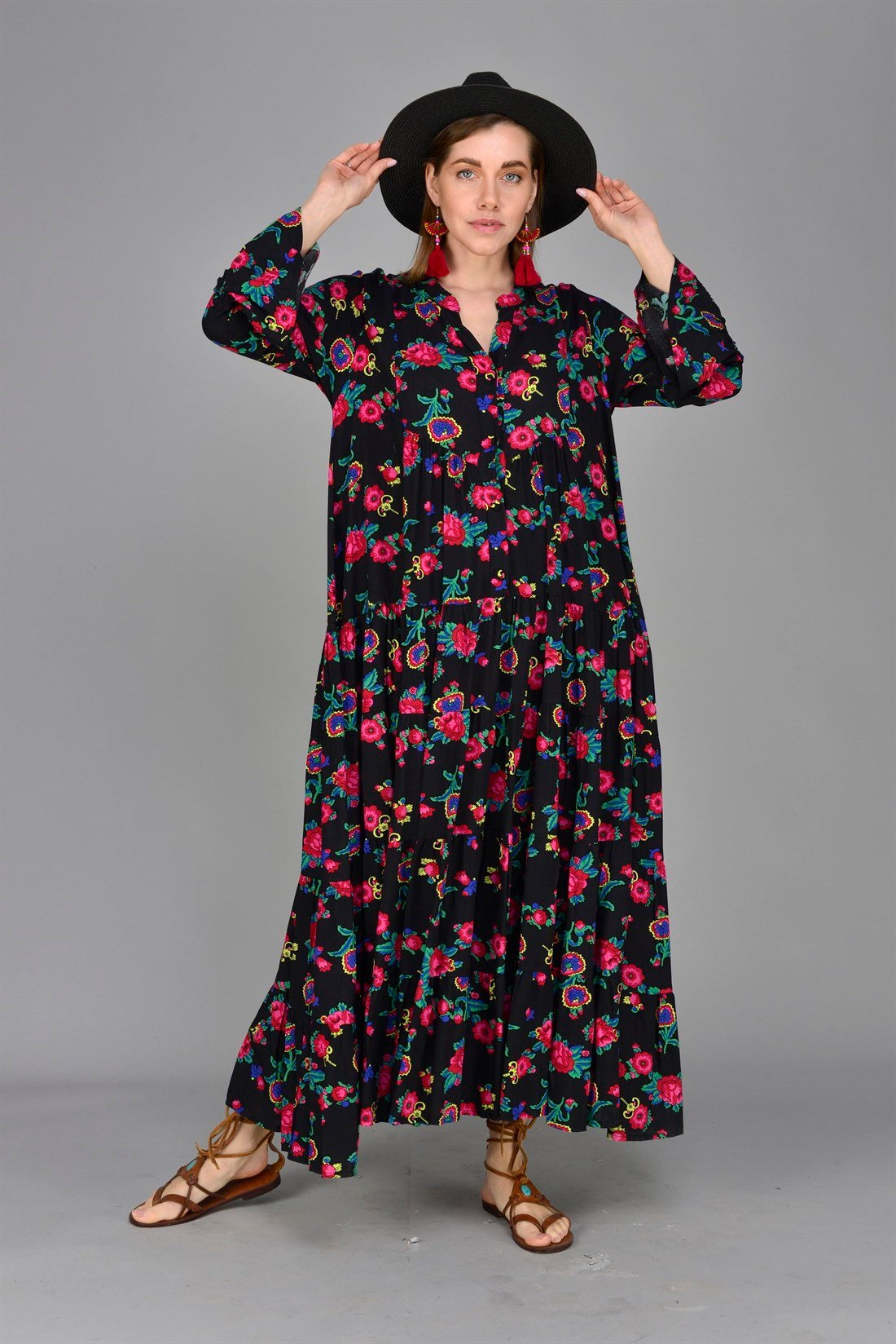 PM00108 PHARA BOHO UZUN ELBİSE