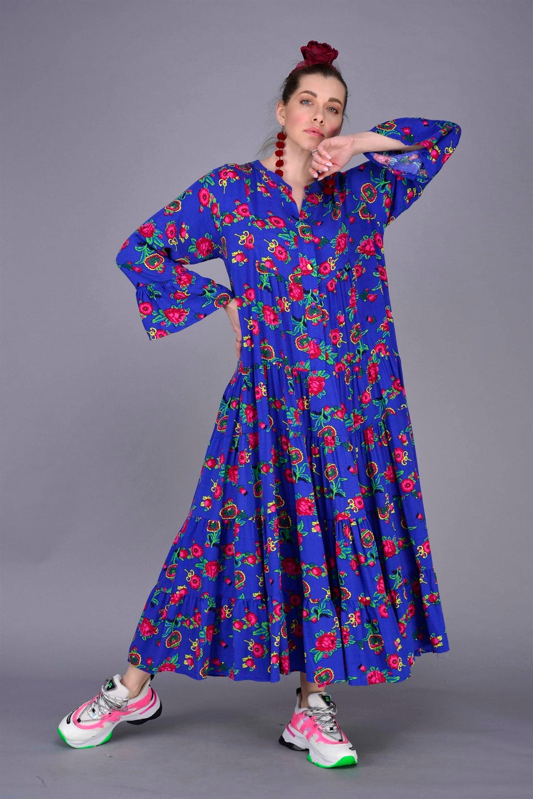 PM00108 PHARA BOHO UZUN ELBİSE