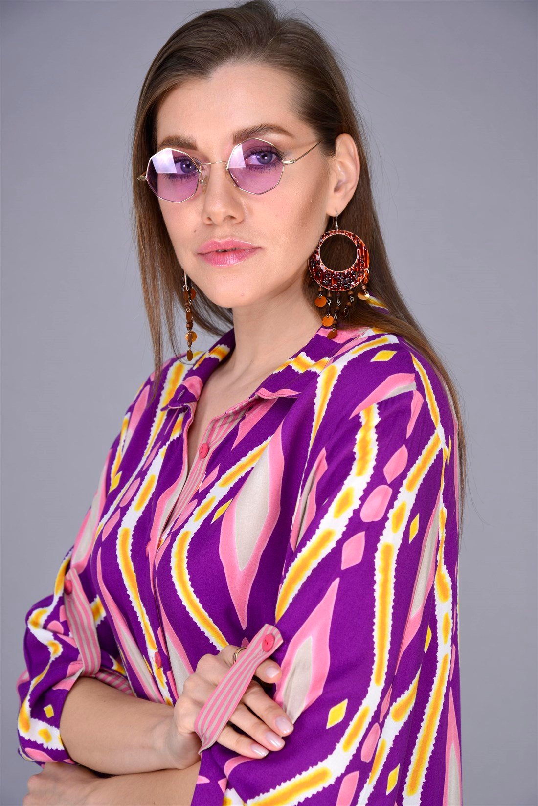 RN18 DAMLA DESEN KISA GÖMLEK ELBİSE