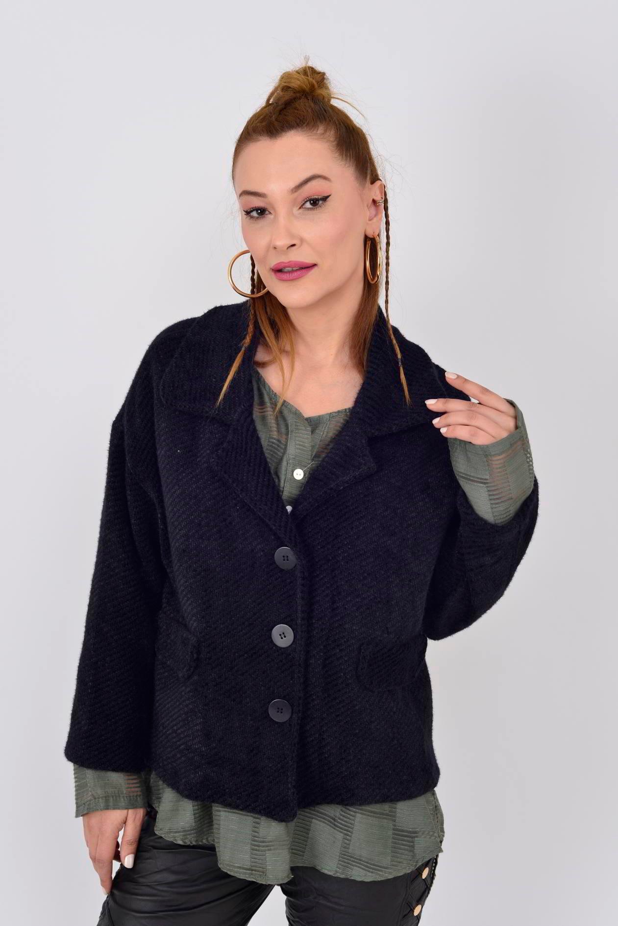 SN055 LARENSA KRUVAZE YAKA TRİKO CEKET