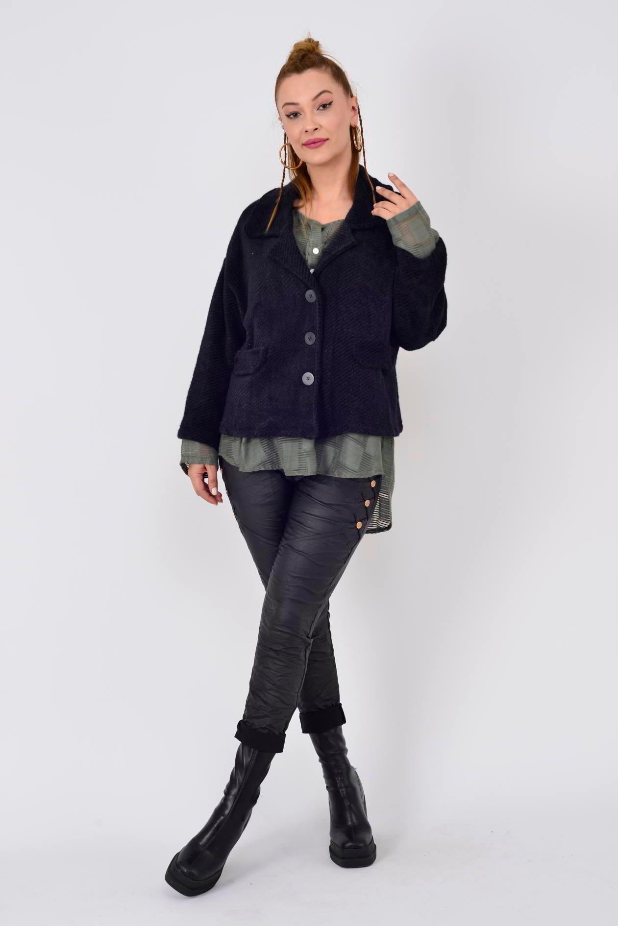 SN055 LARENSA KRUVAZE YAKA TRİKO CEKET