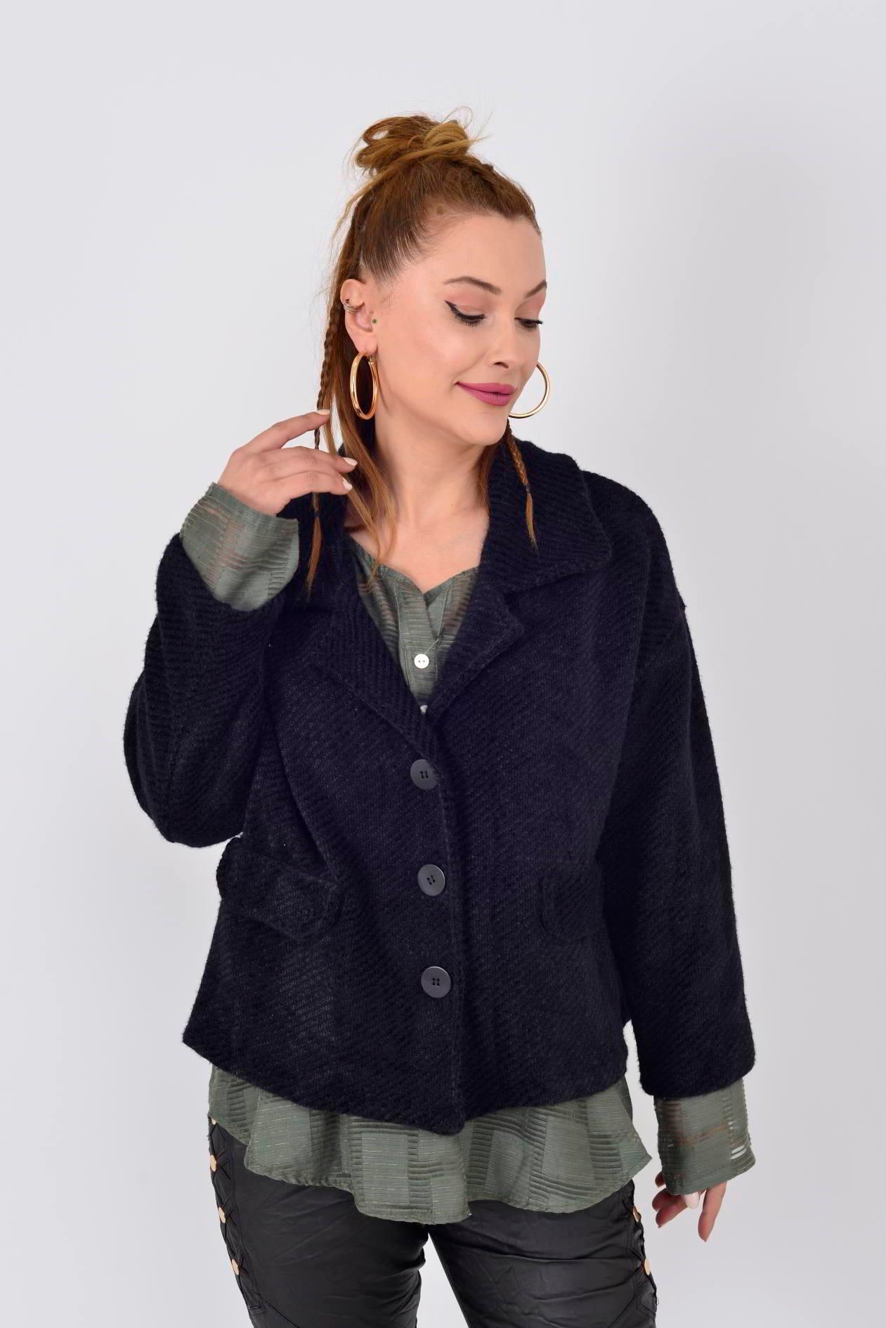SN055 LARENSA KRUVAZE YAKA TRİKO CEKET