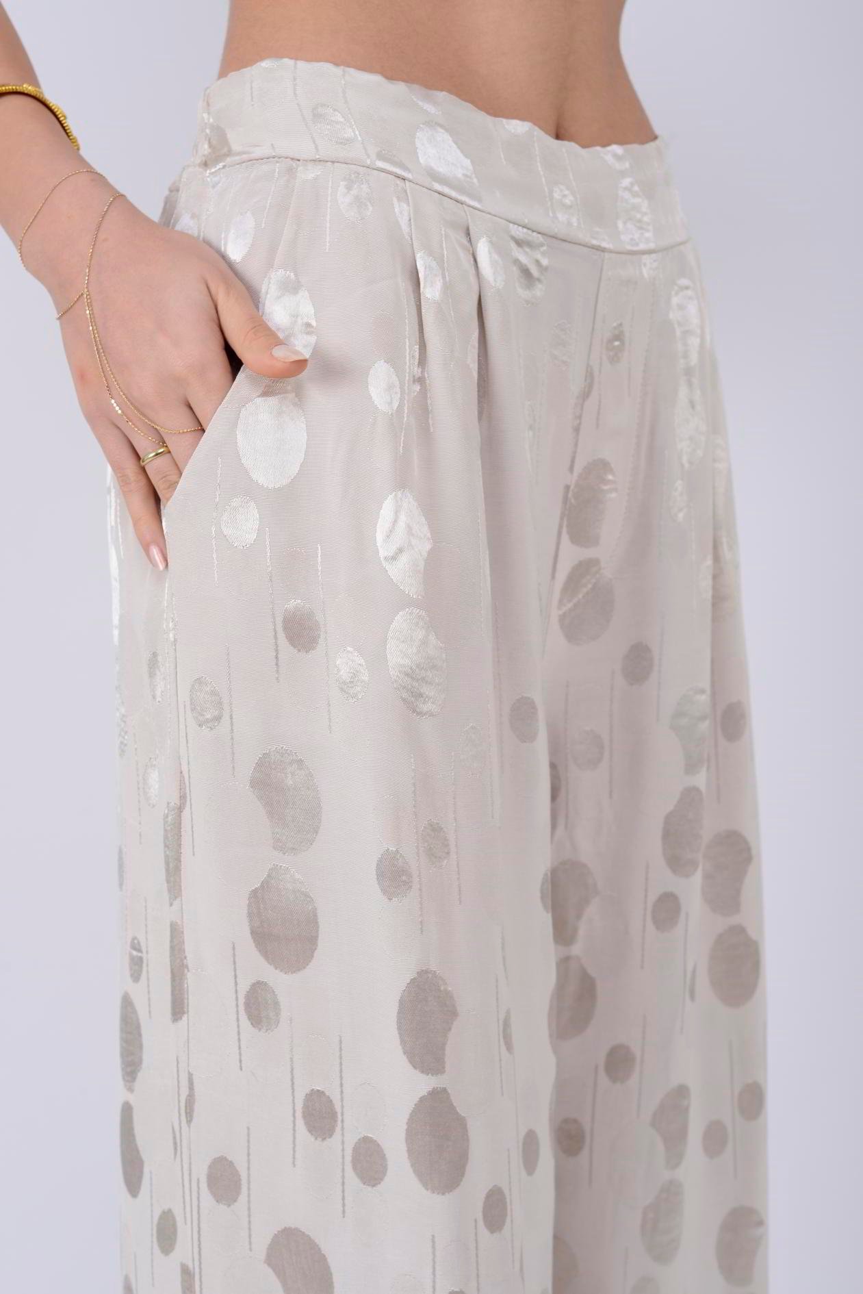 SN307 LOVA DAİRE DESEN SATEN PANTOLON