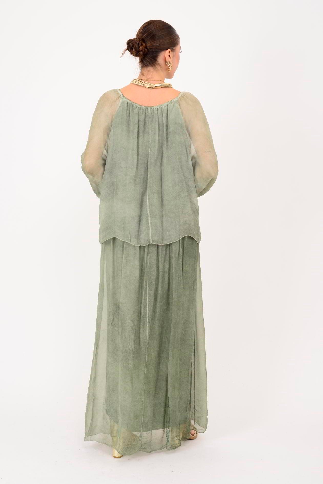 SN510 MADONNA YAKA KABARTMALI PAYET DETAYLI İPEK ELBİSE