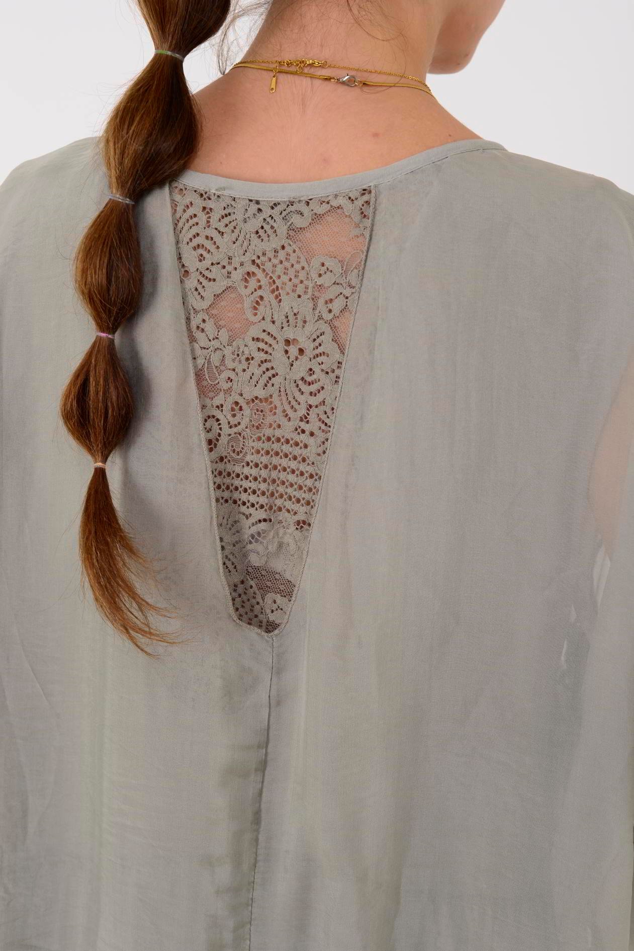 SN795 SIRTI PENCERELİ DANTEL DETAYLI İPEK ELBİSE