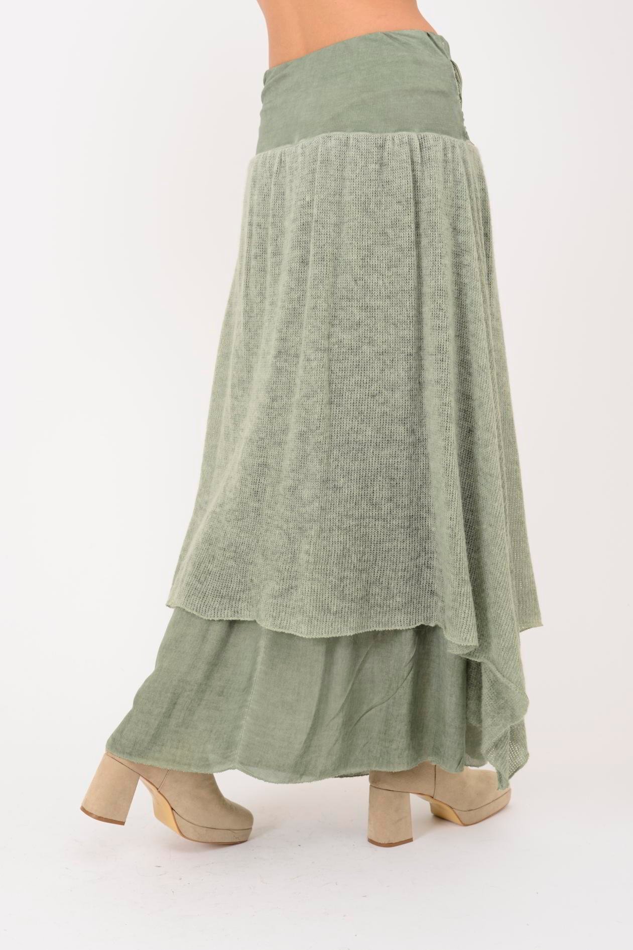 SN880 FİYONK DETAYLI KATLI TRİKOLU İPEK ETEK